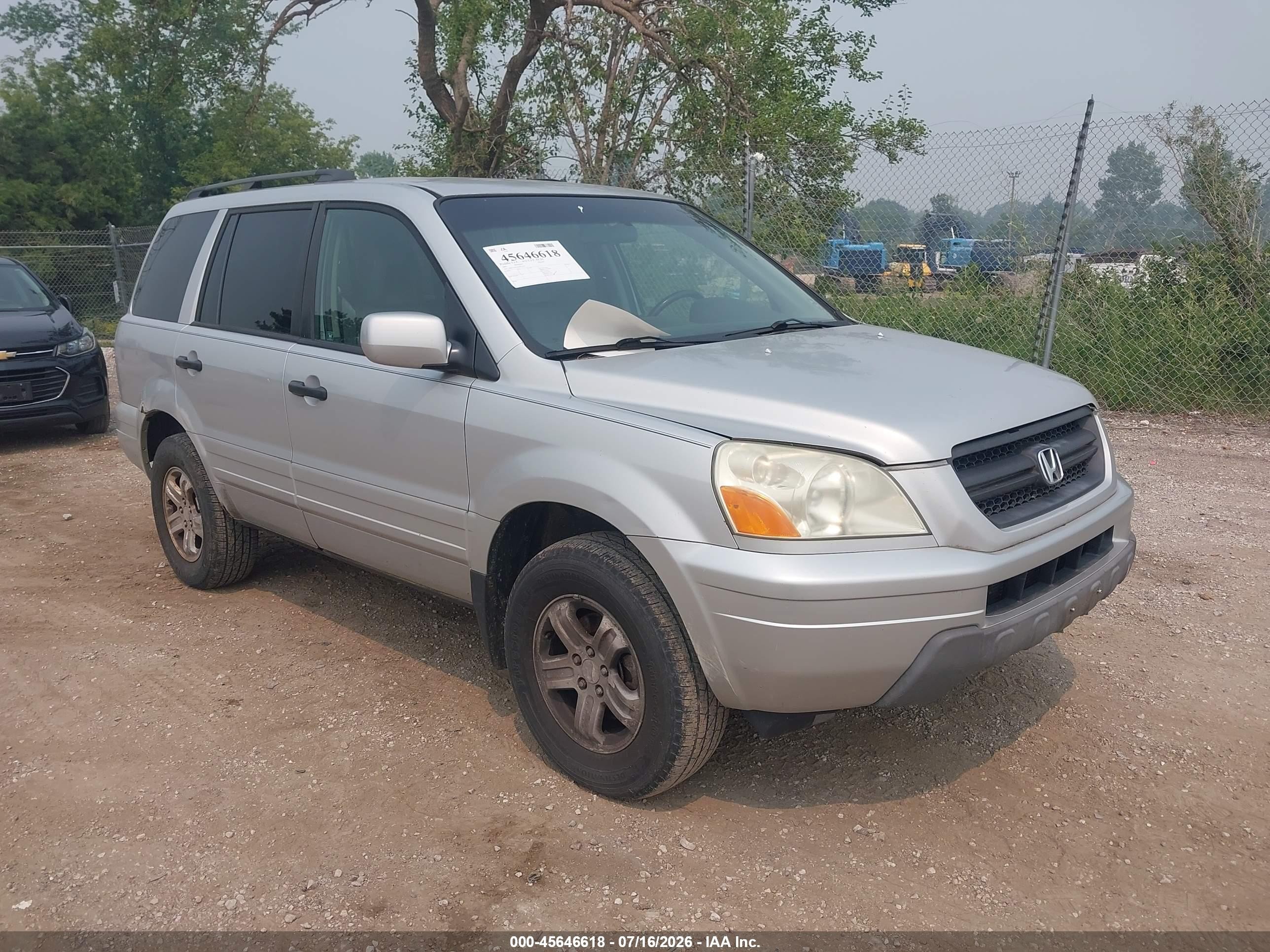 2003 Honda Pilot Ex-l Silver vin: 2HKYF185X3H512332