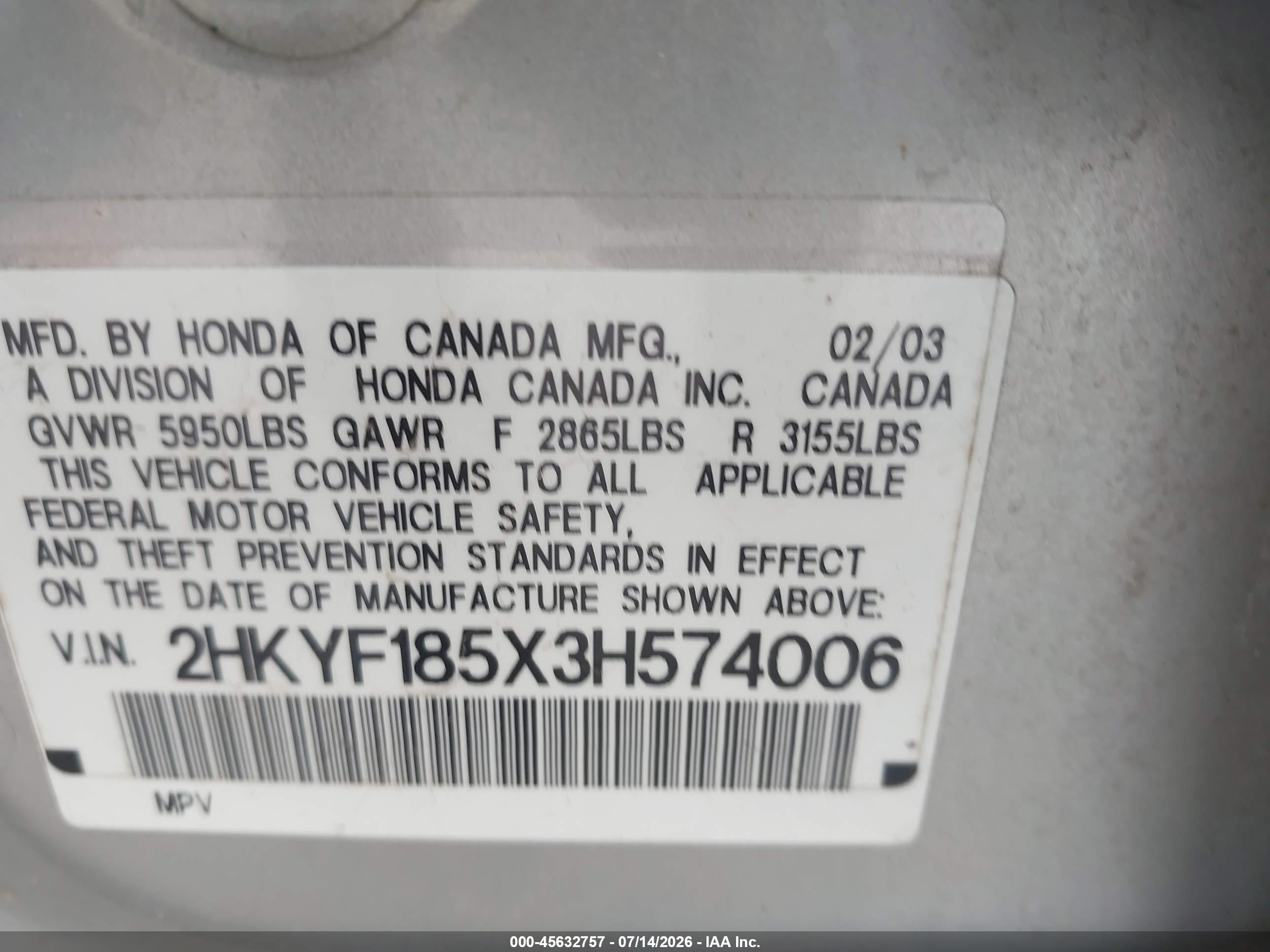 2003 Honda Pilot Ex-l Серебряный vin: 2HKYF185X3H574006
