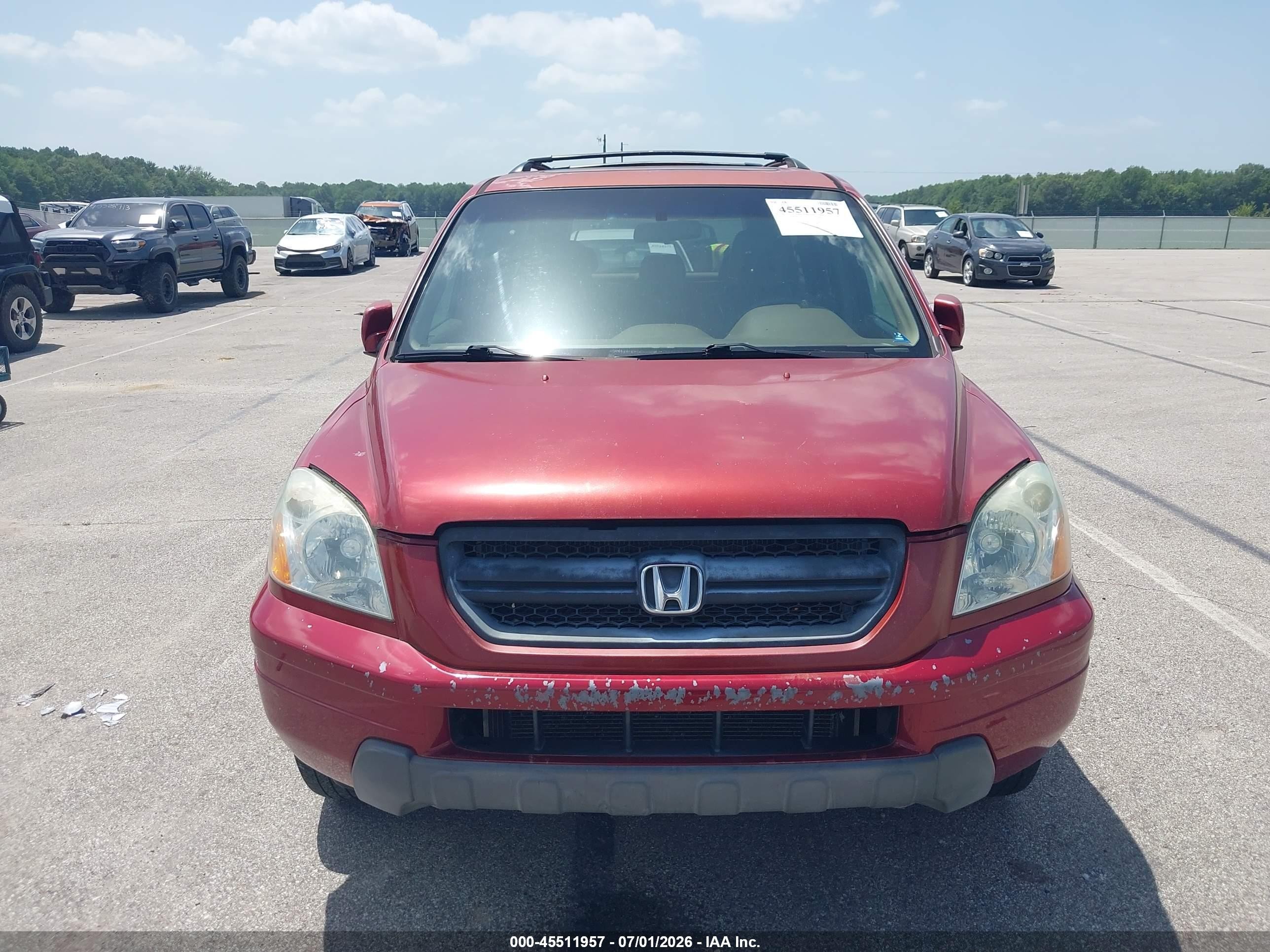 2005 Honda Pilot Ex-l Red vin: 2HKYF185X5H548198