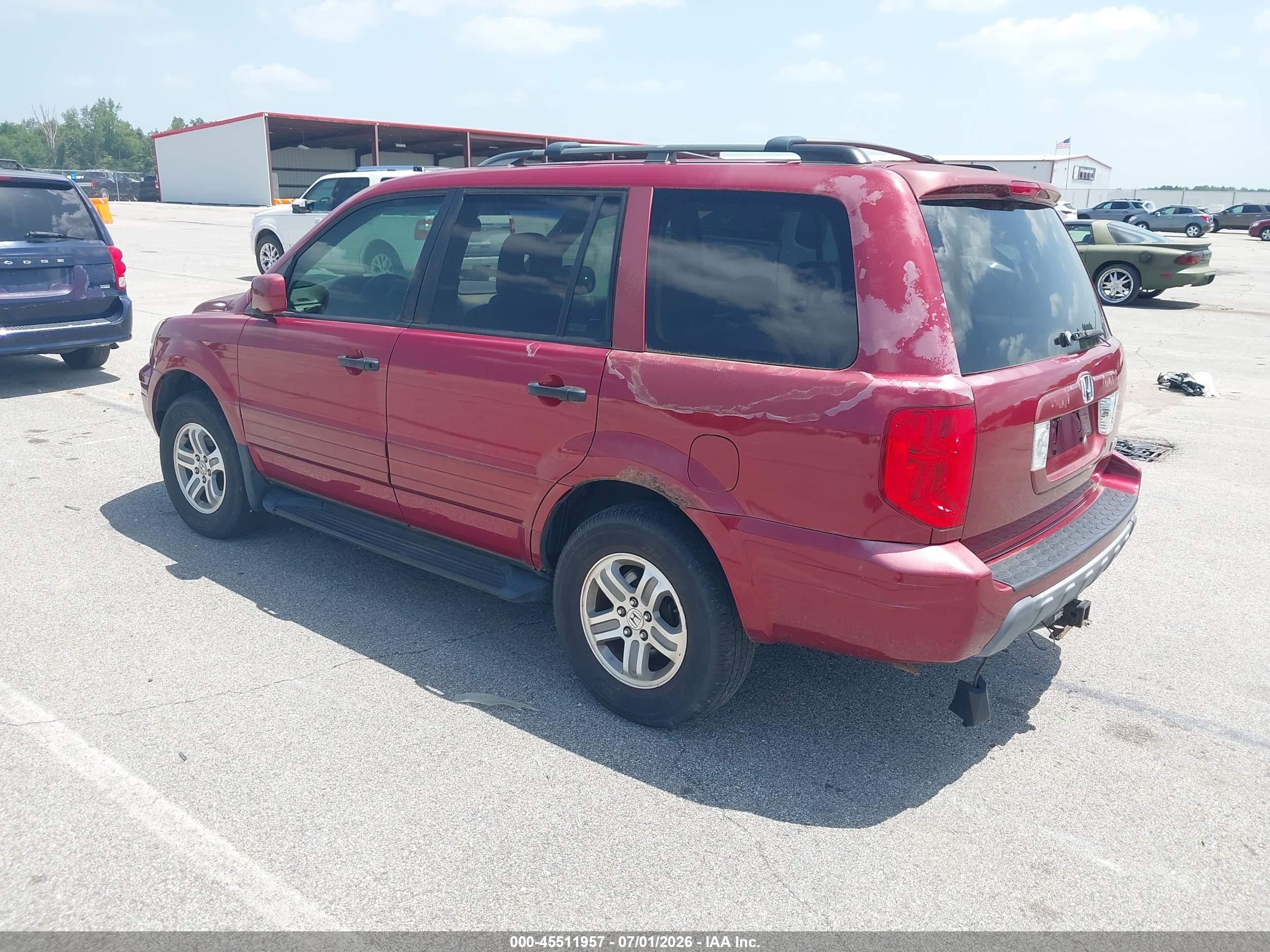 2005 Honda Pilot Ex-l Red vin: 2HKYF185X5H548198