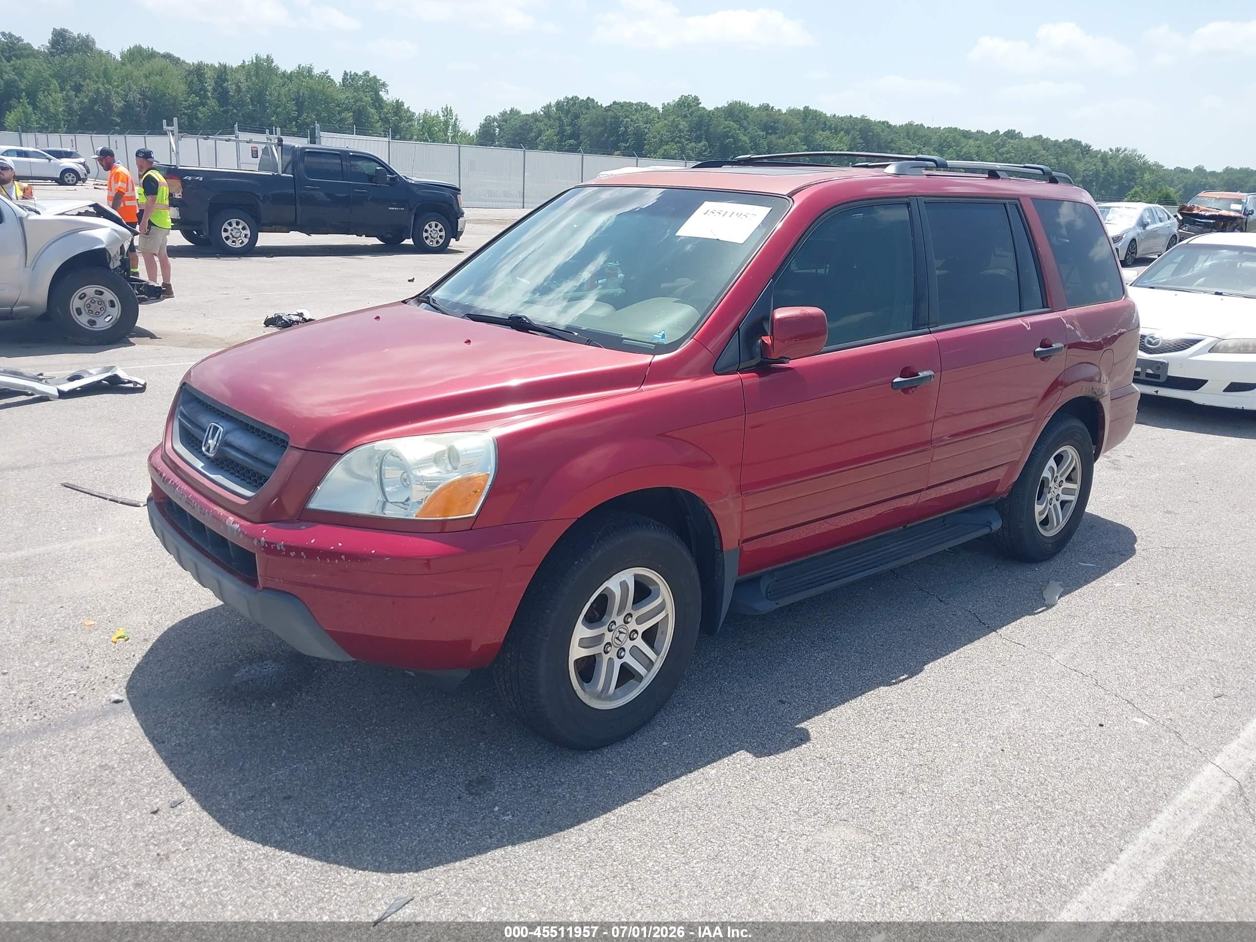 2005 Honda Pilot Ex-l Red vin: 2HKYF185X5H548198