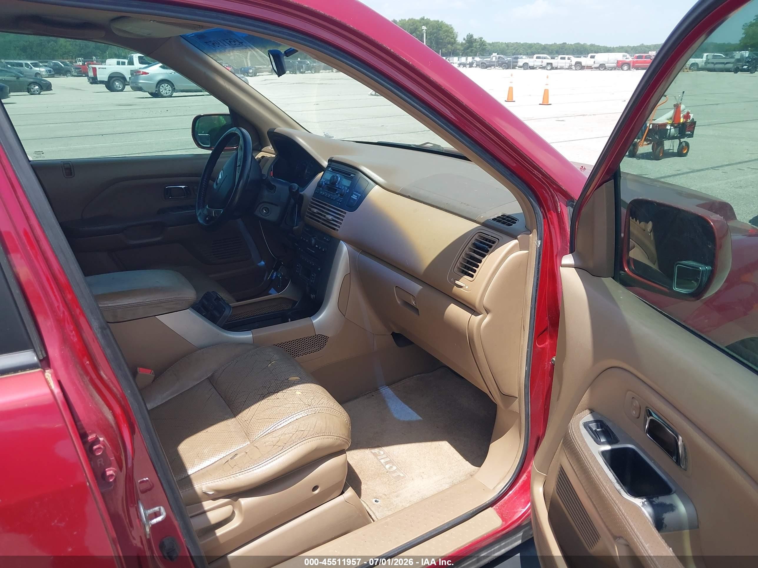 2005 Honda Pilot Ex-l Red vin: 2HKYF185X5H548198