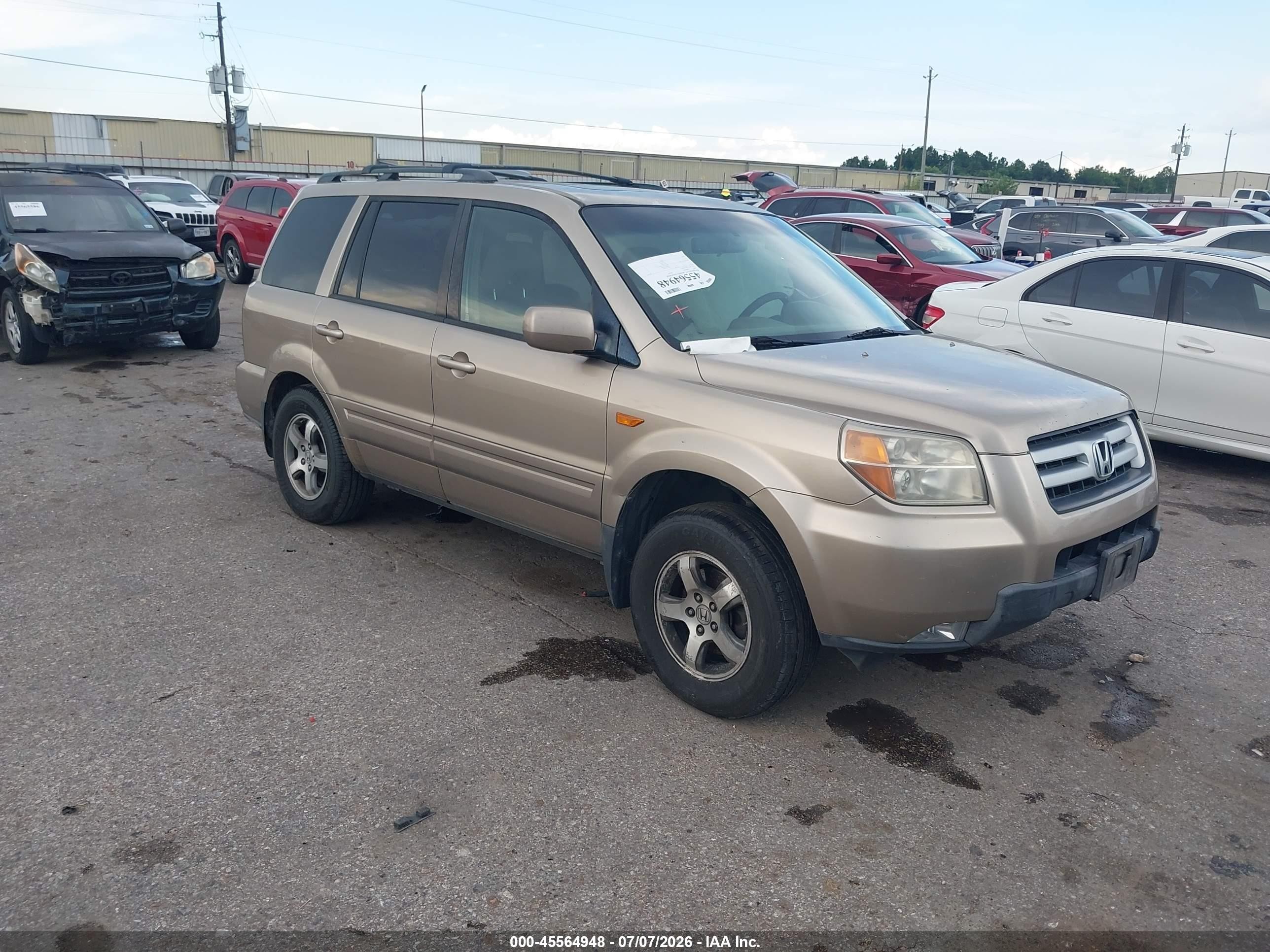 2007 Honda Pilot Ex-l Gold vin: 2HKYF185X7H540153