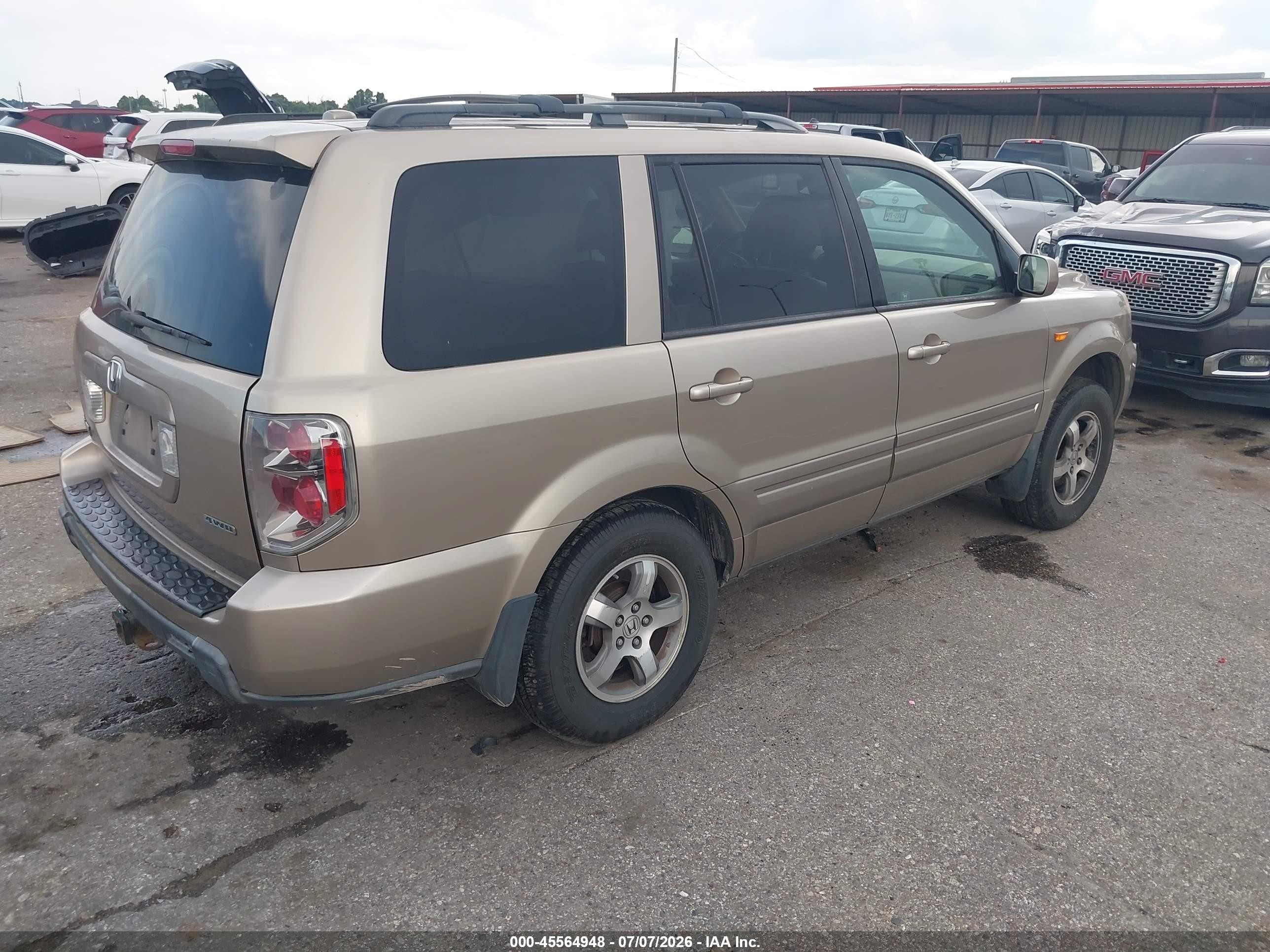 2007 Honda Pilot Ex-l Gold vin: 2HKYF185X7H540153