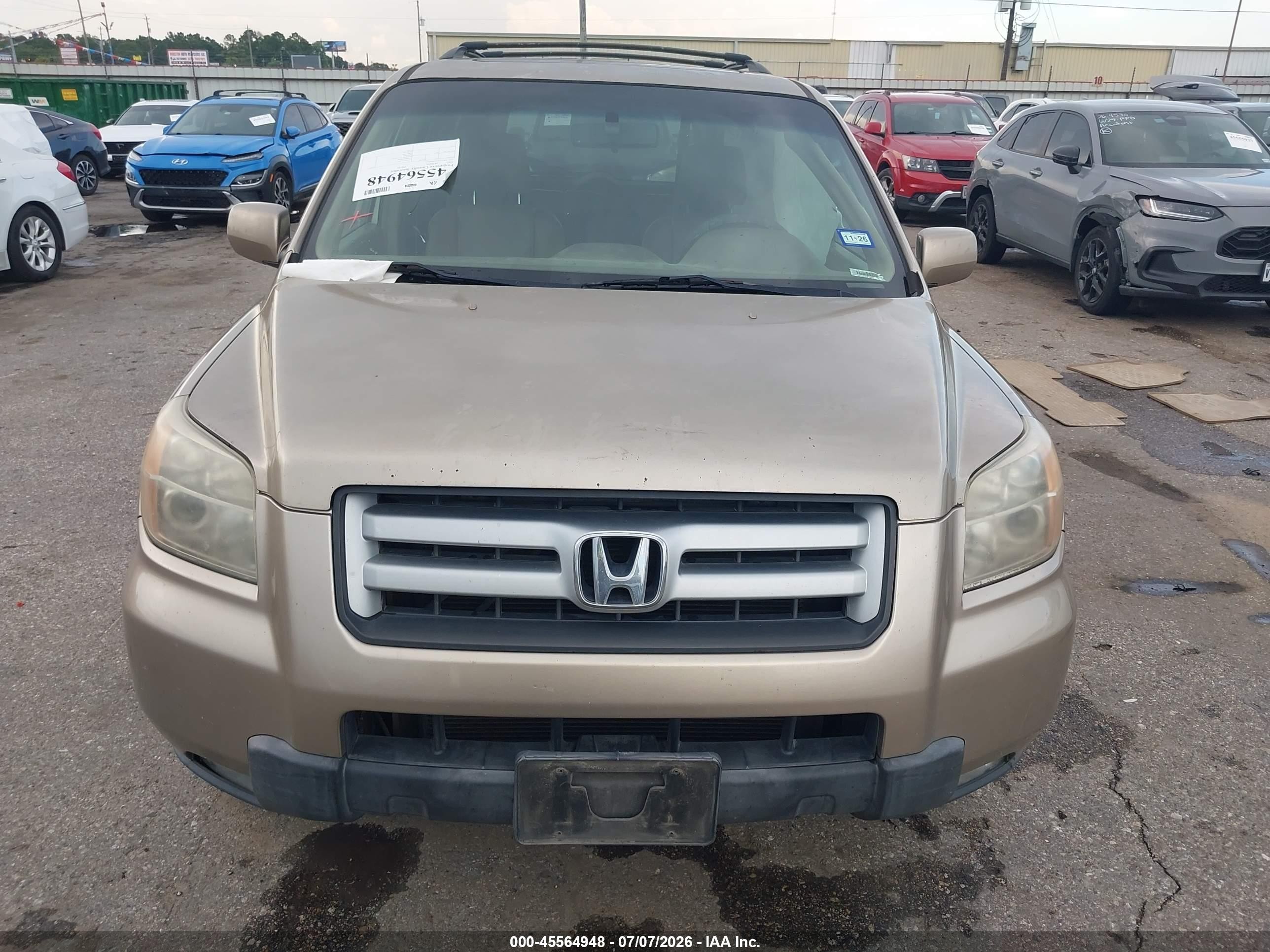 2007 Honda Pilot Ex-l Gold vin: 2HKYF185X7H540153