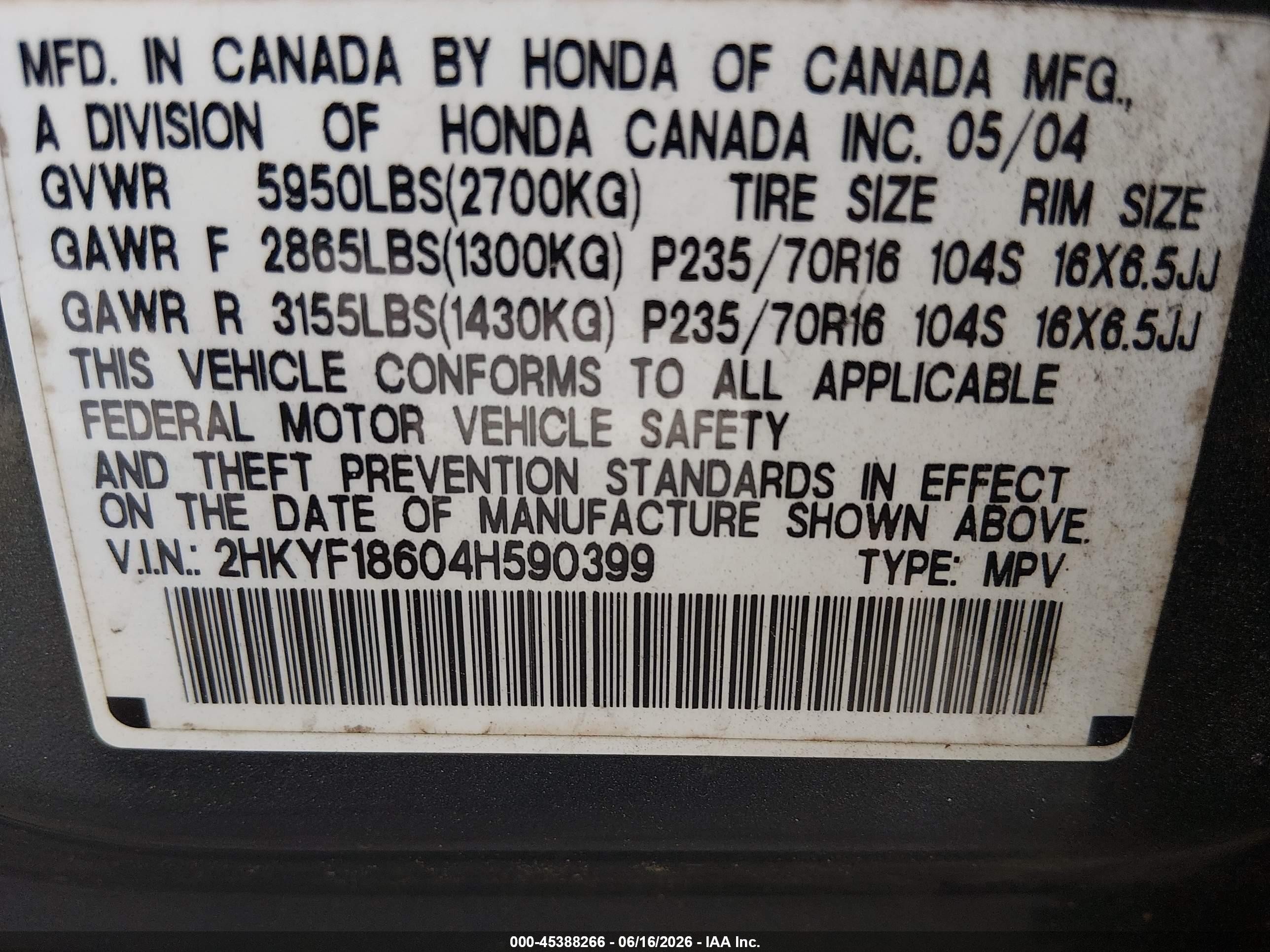 2004 Honda Pilot Ex-l Gray vin: 2HKYF18604H590399