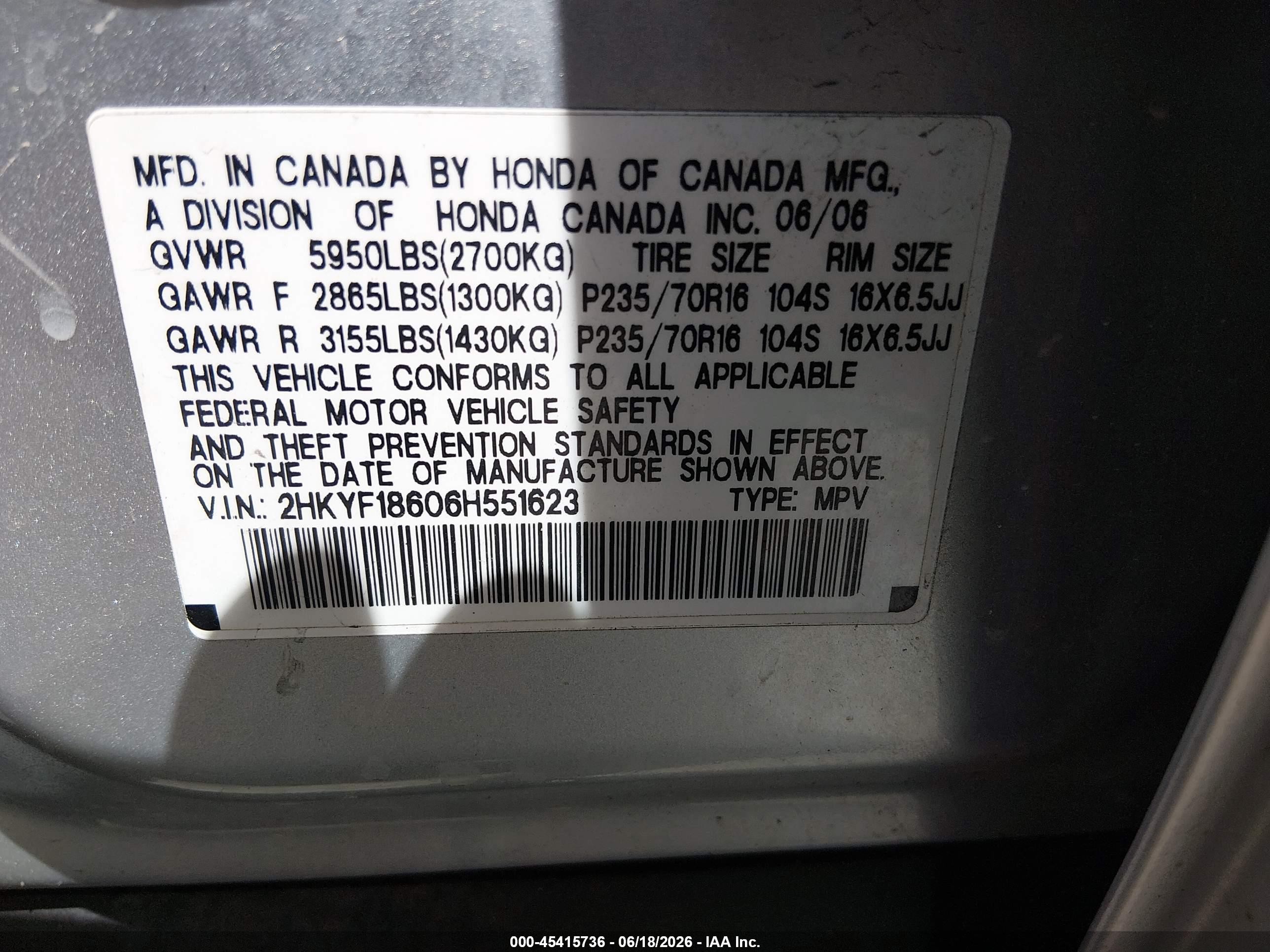 2006 Honda Pilot Ex-l Серебряный vin: 2HKYF18606H551623