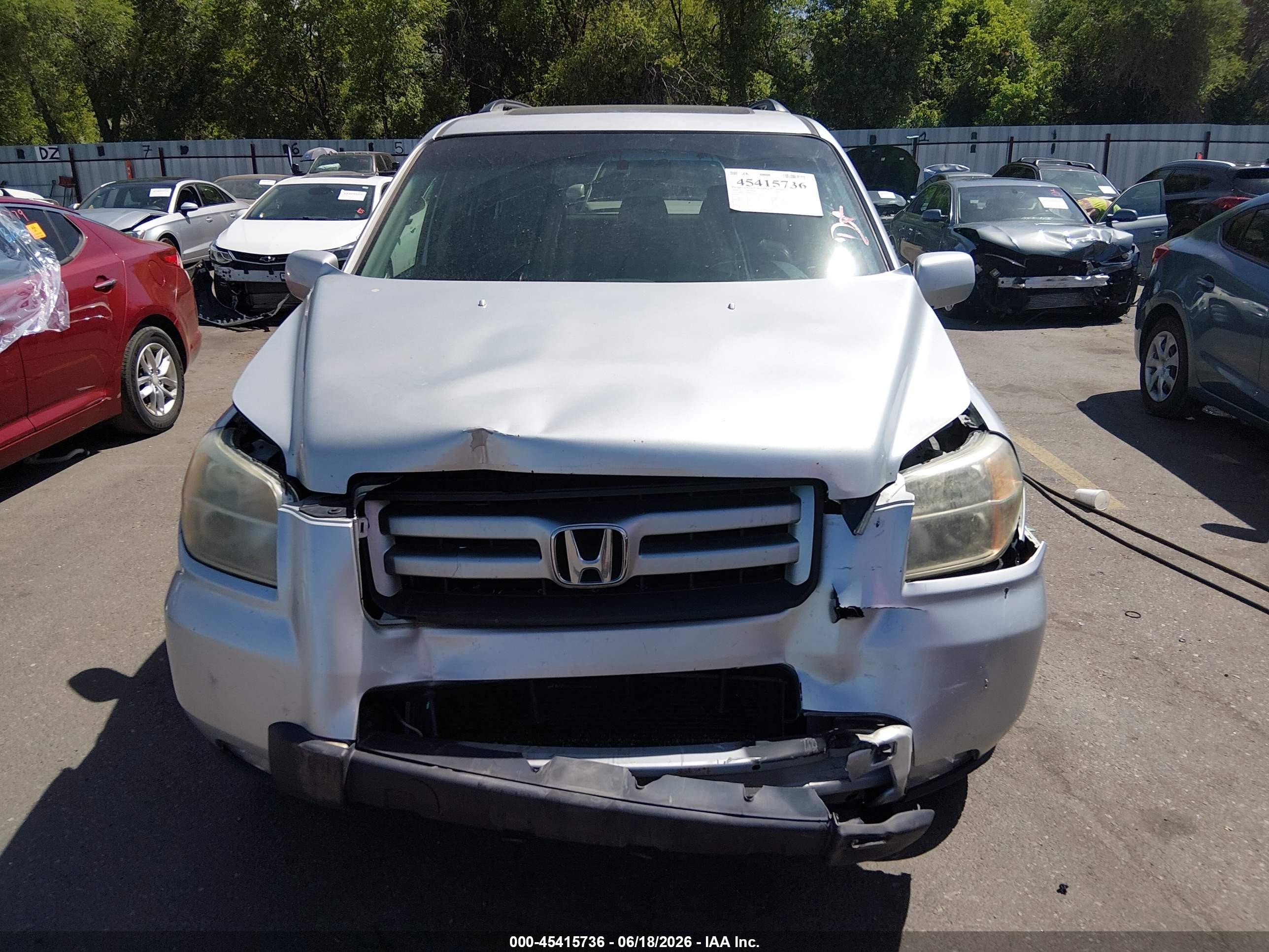 2006 Honda Pilot Ex-l Серебряный vin: 2HKYF18606H551623