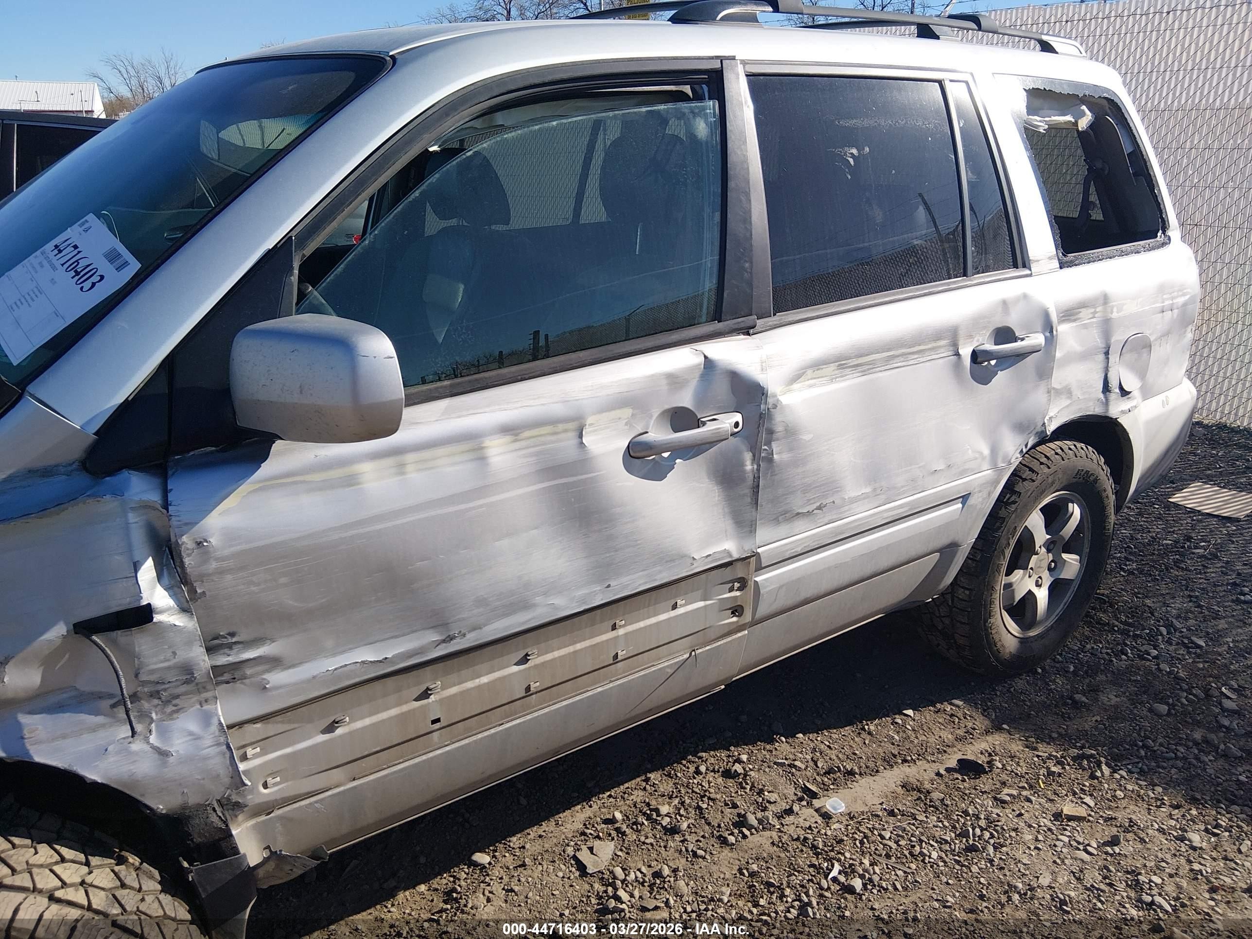 2007 Honda Pilot Ex-l Silver vin: 2HKYF18607H538548