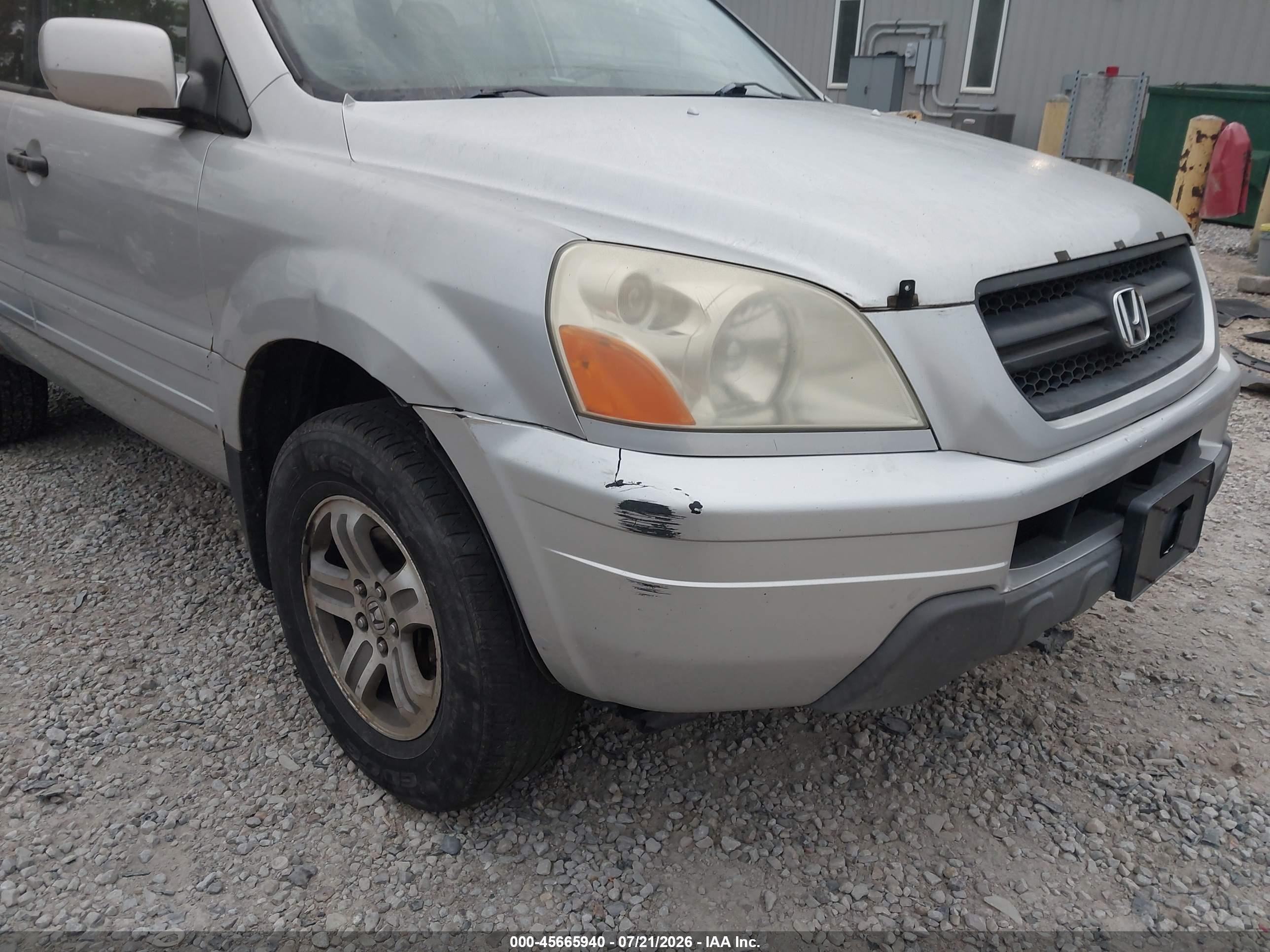 2003 Honda Pilot Ex-l Silver vin: 2HKYF18613H503222