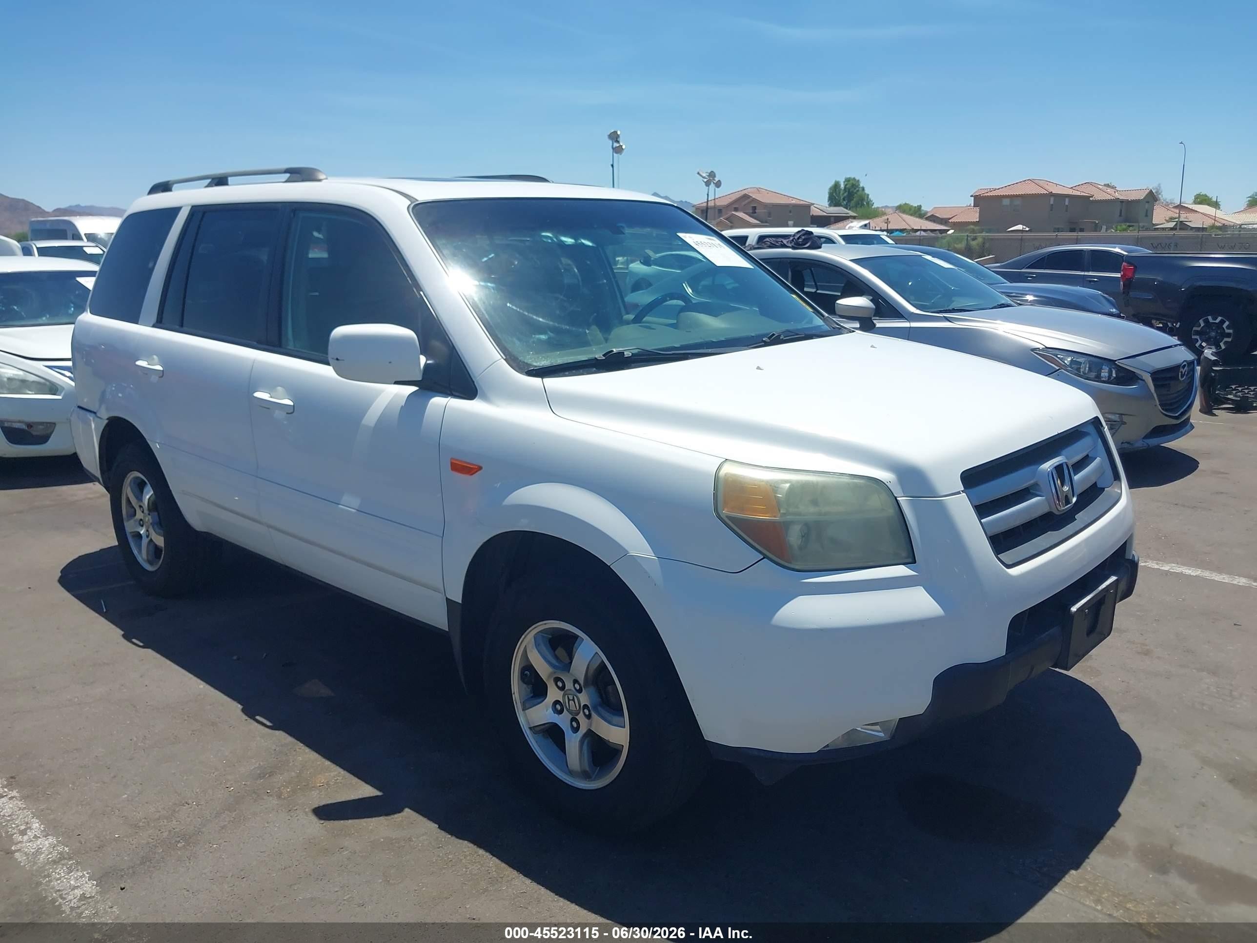2006 Honda Pilot Ex-l White vin: 2HKYF18616H520106