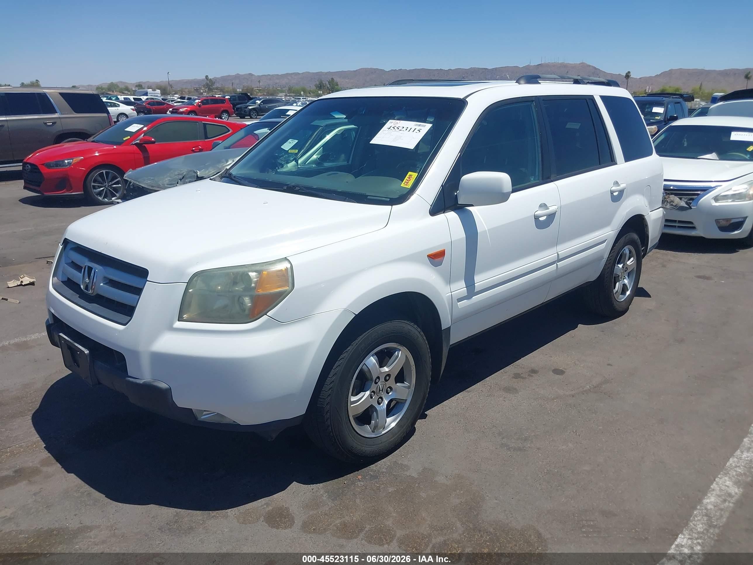 2006 Honda Pilot Ex-l White vin: 2HKYF18616H520106