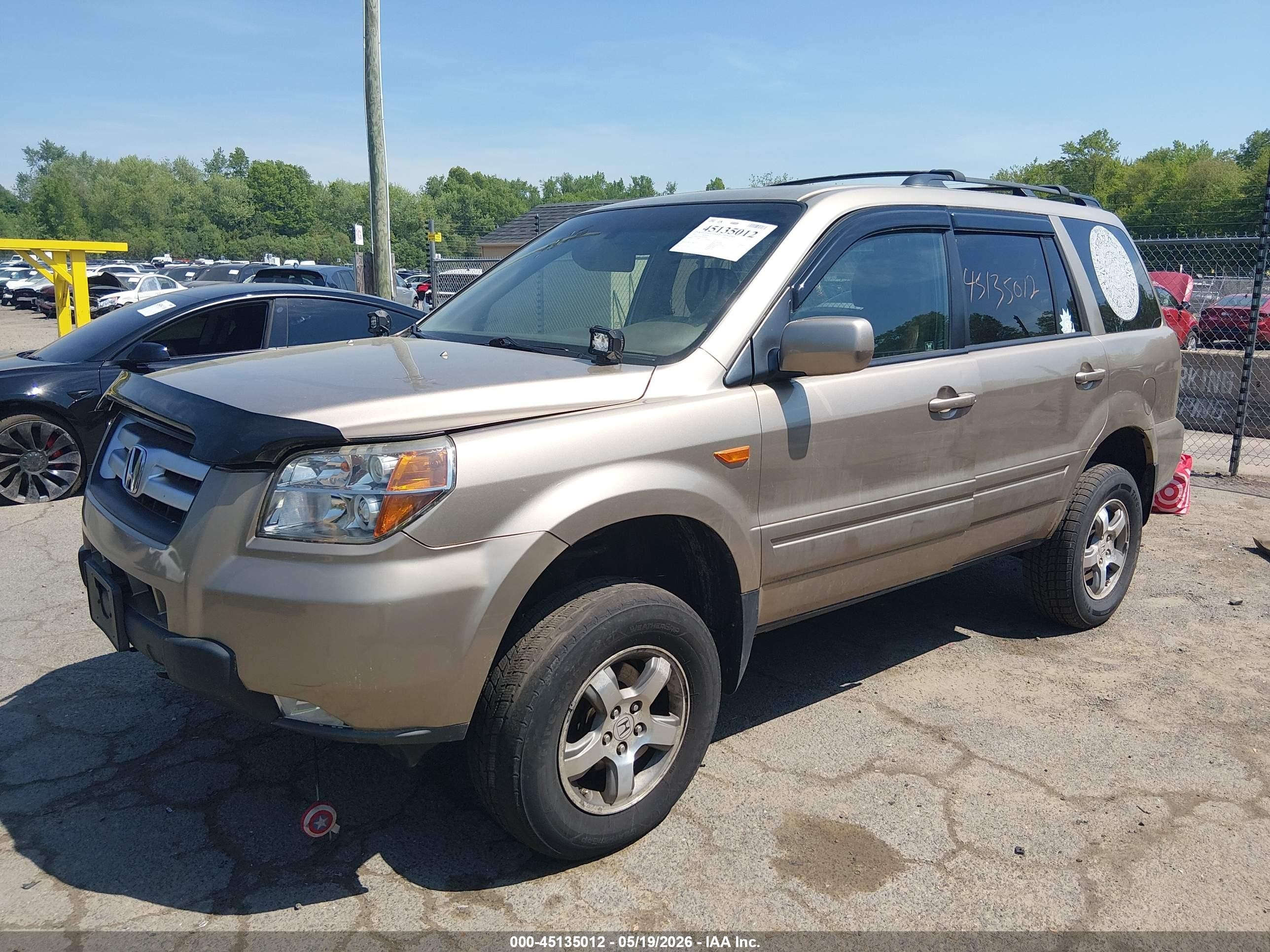2007 Honda Pilot Ex-l Tan vin: 2HKYF18617H524061