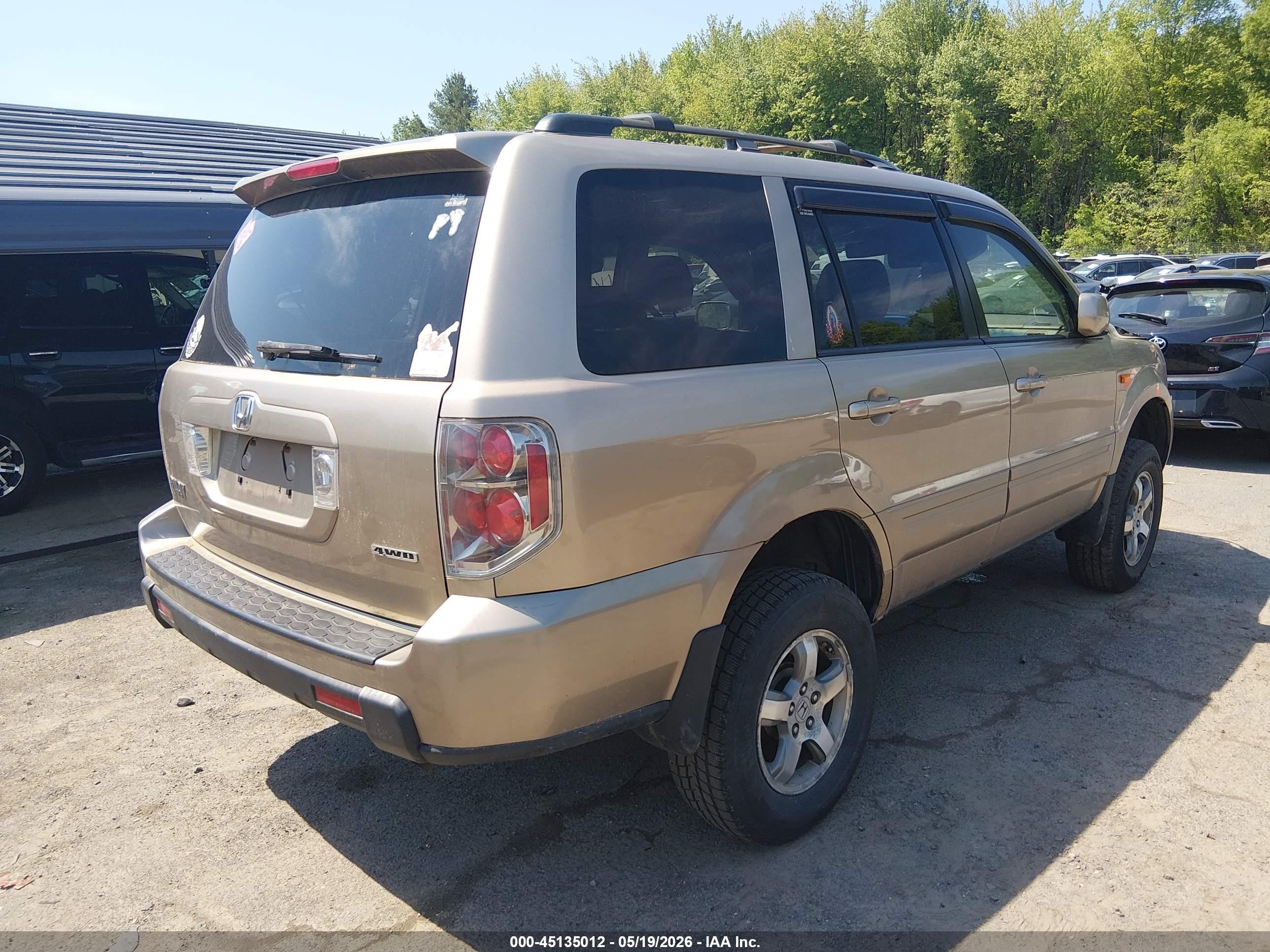 2007 Honda Pilot Ex-l Tan vin: 2HKYF18617H524061