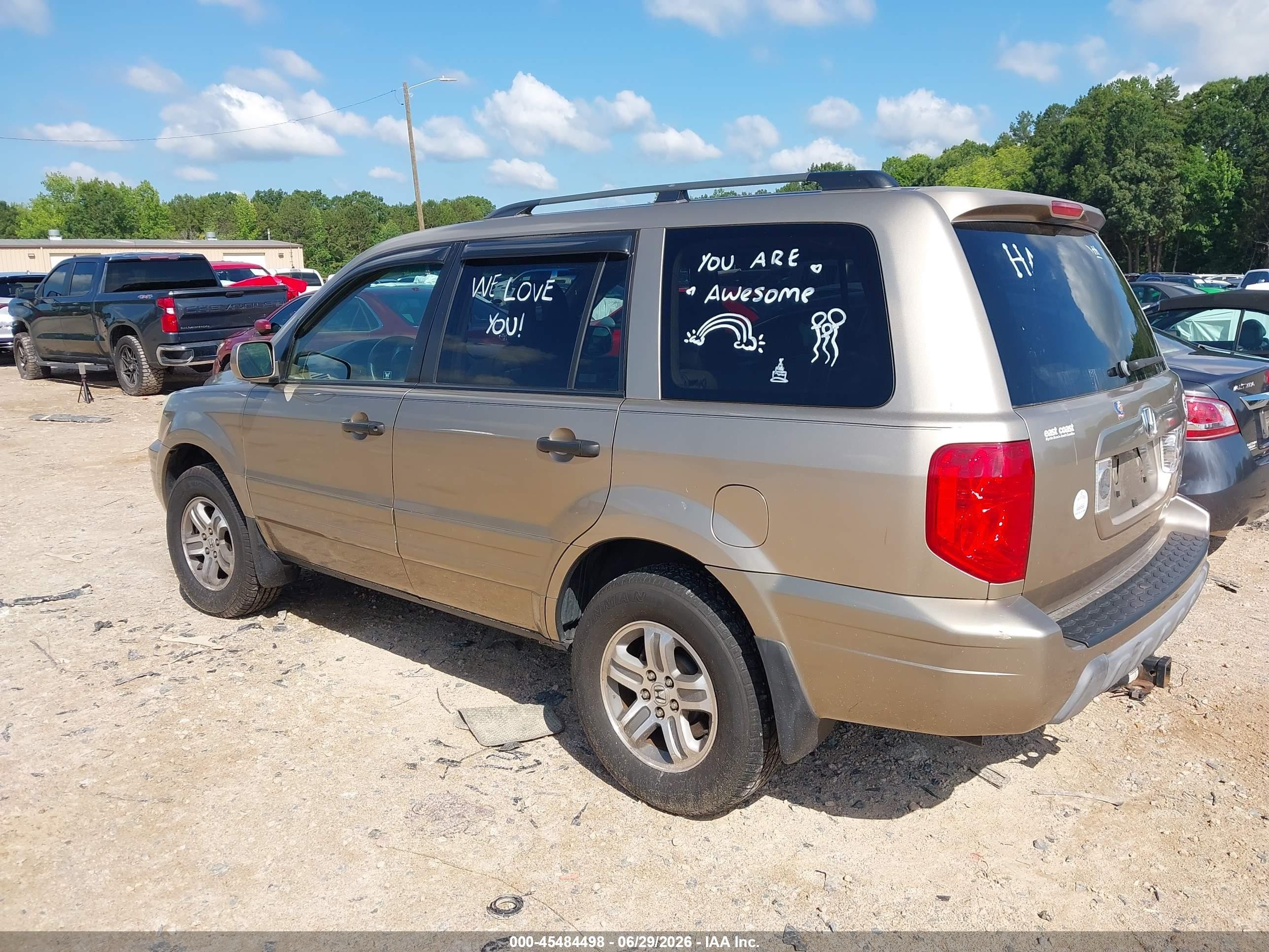 2005 Honda Pilot Ex-l Gold vin: 2HKYF18625H504673