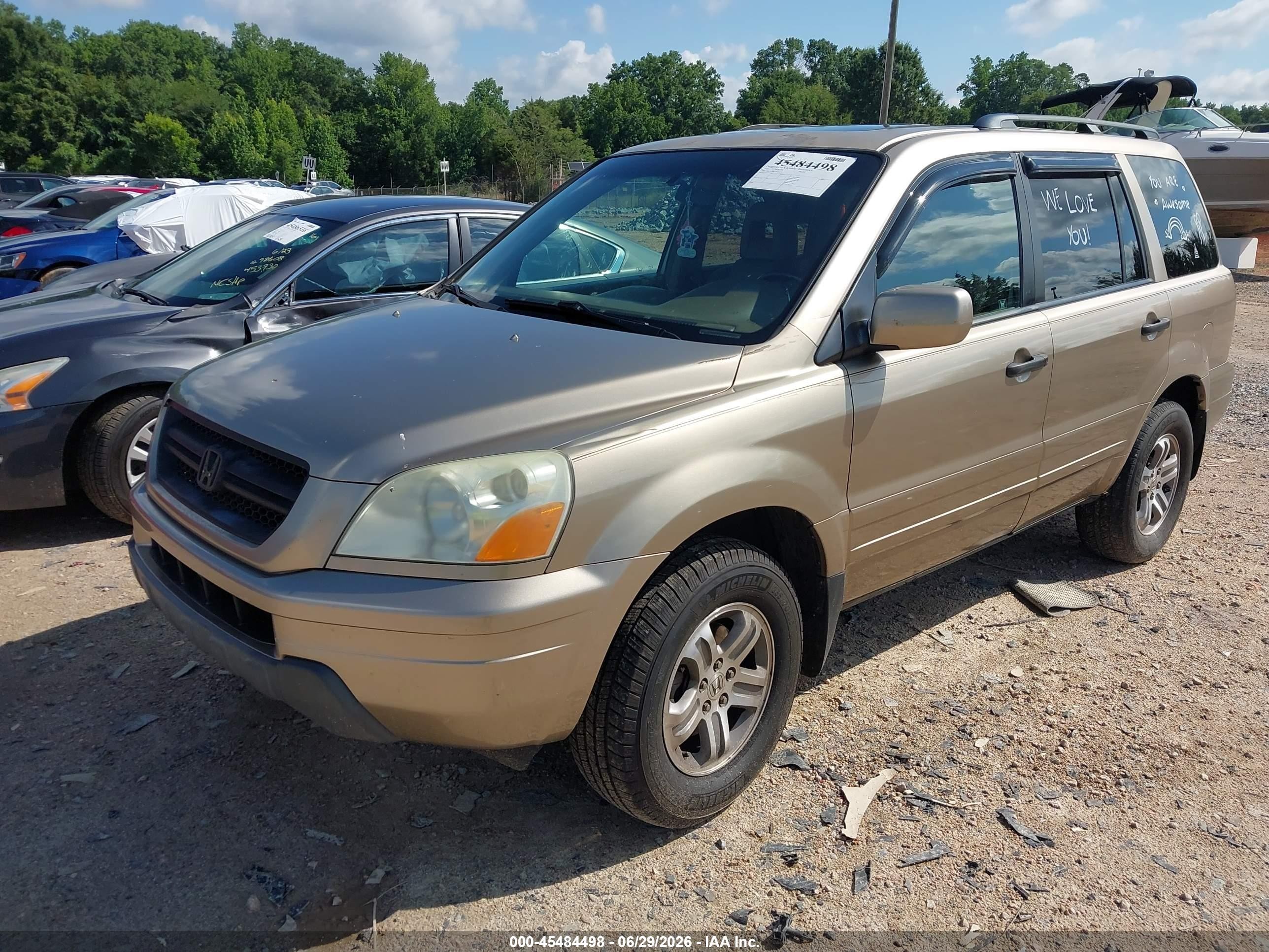 2005 Honda Pilot Ex-l Gold vin: 2HKYF18625H504673