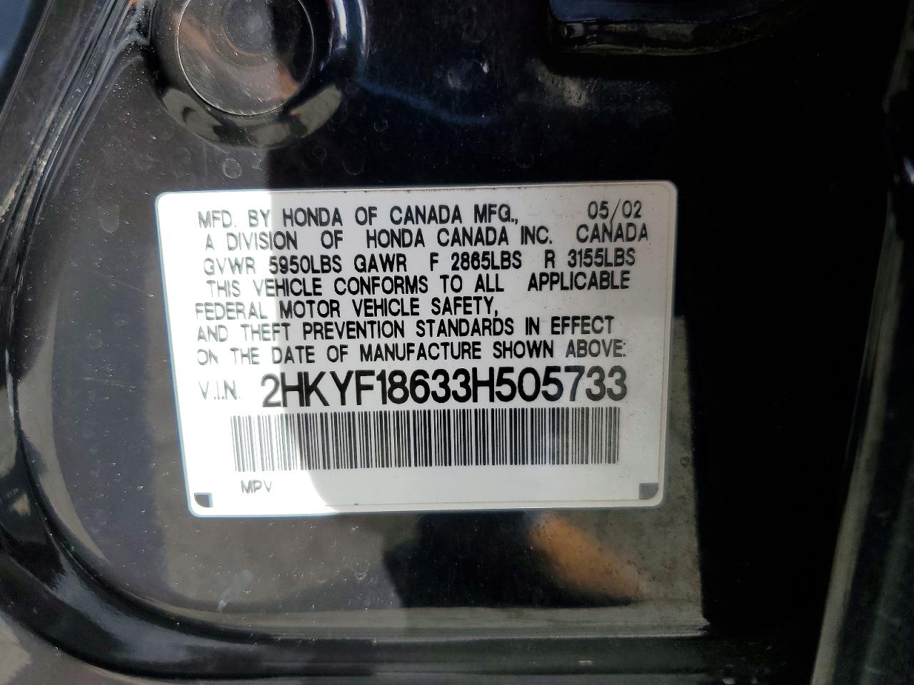 2003 Honda Pilot Exl Black vin: 2HKYF18633H505733