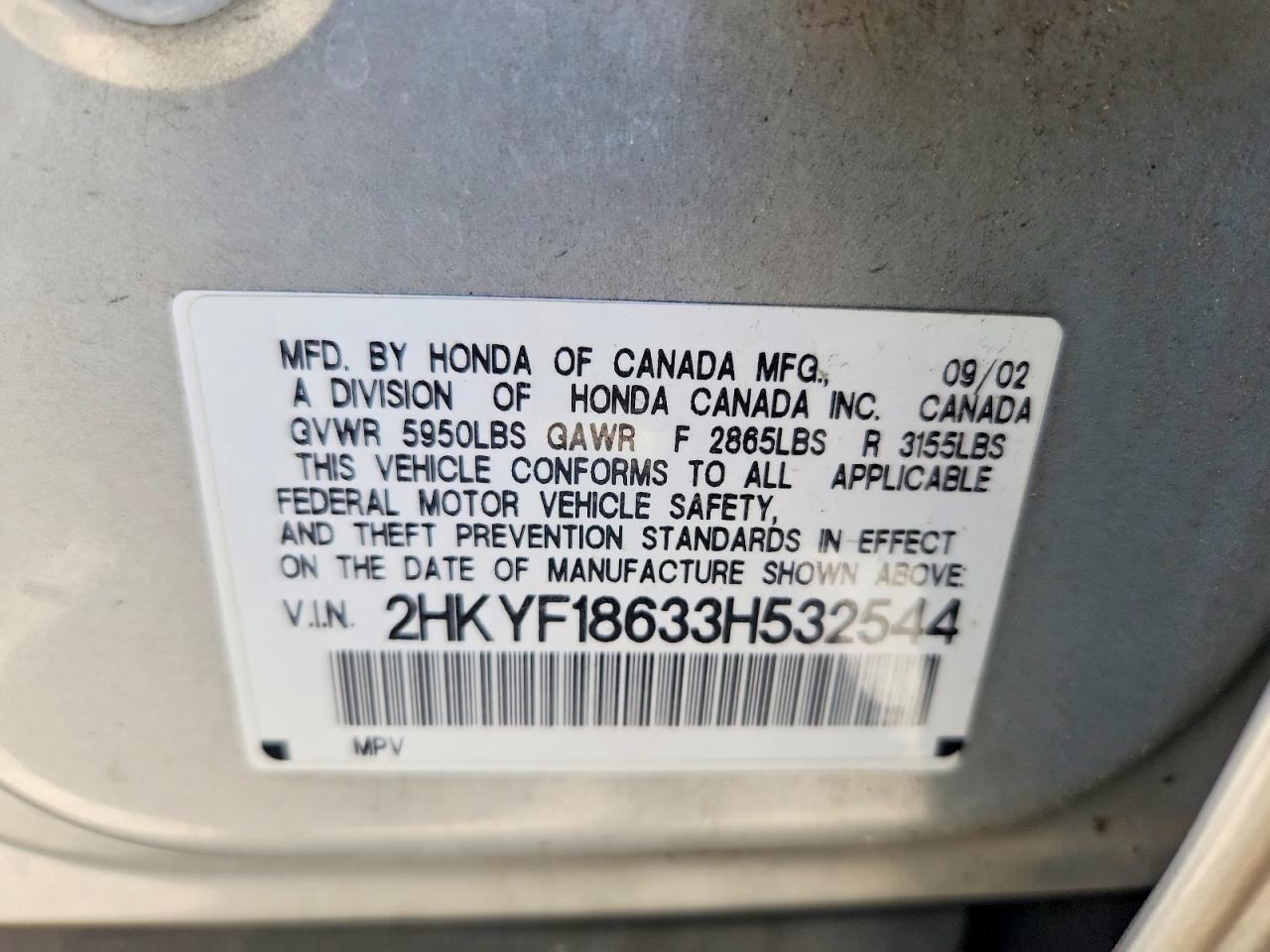 2003 Honda Pilot Exl Silver vin: 2HKYF18633H532544