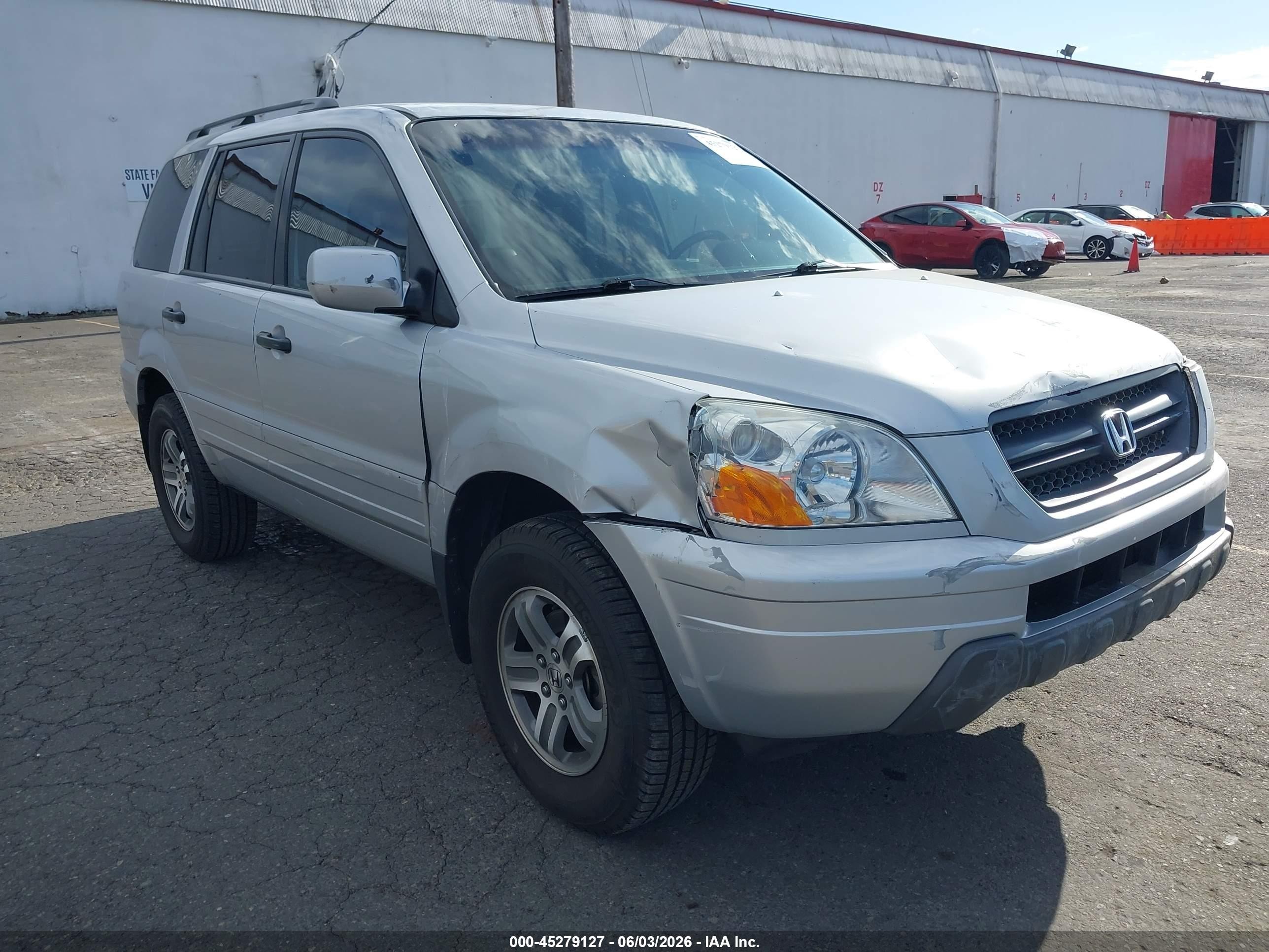 2004 Honda Pilot Ex-l Silver vin: 2HKYF18634H508259