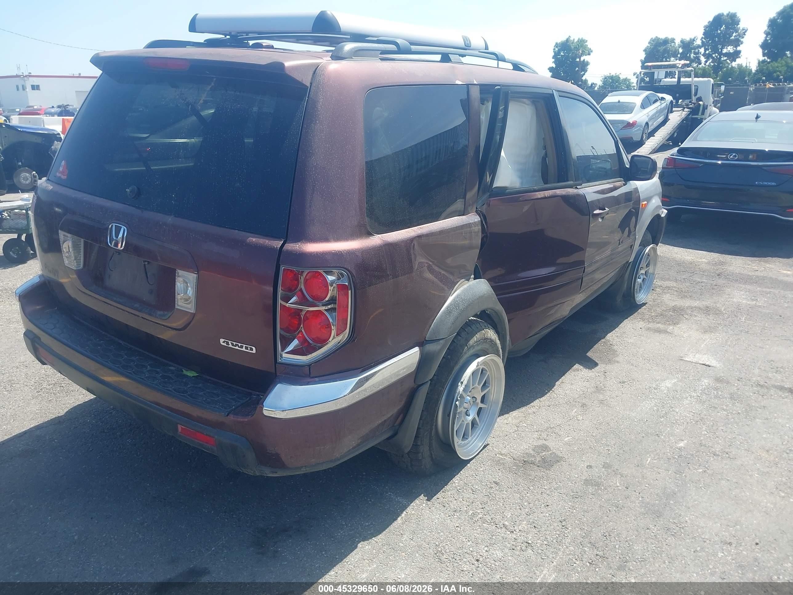 2007 Honda Pilot Ex-l Purple vin: 2HKYF18637H503051