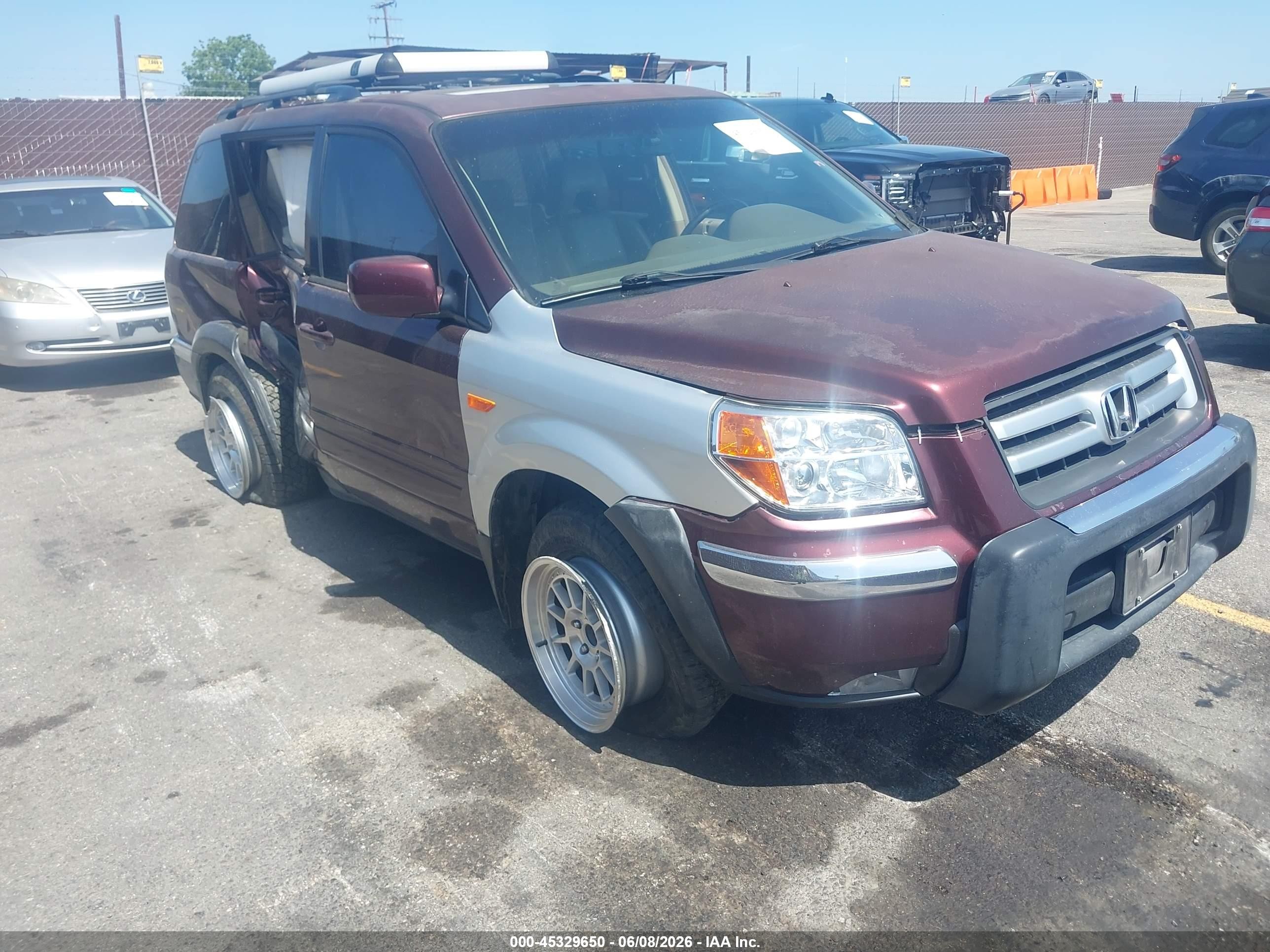 2007 Honda Pilot Ex-l Purple vin: 2HKYF18637H503051