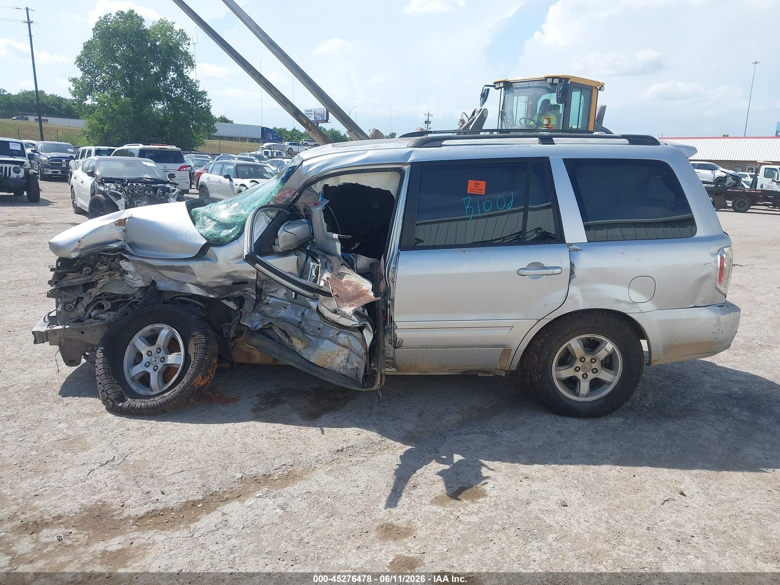 2007 Honda Pilot Ex-l Silver vin: 2HKYF18637H515474