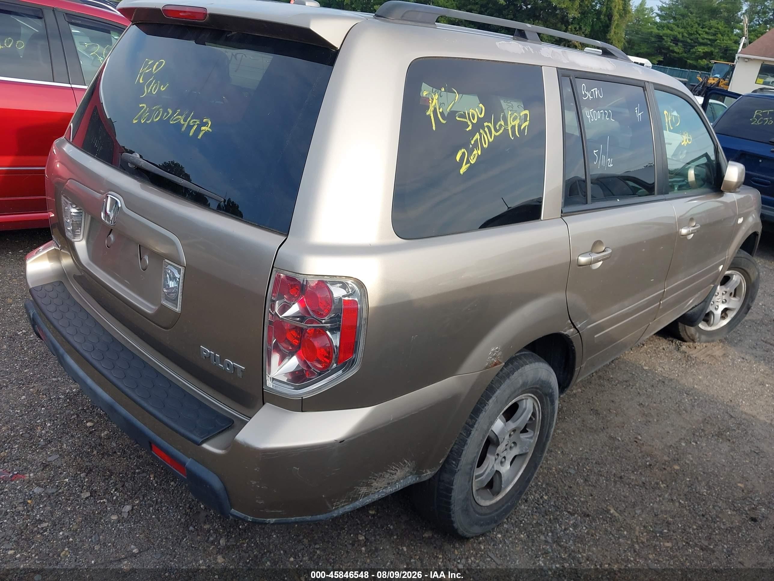 2006 Honda Pilot Ex-l Tan vin: 2HKYF18646H540088