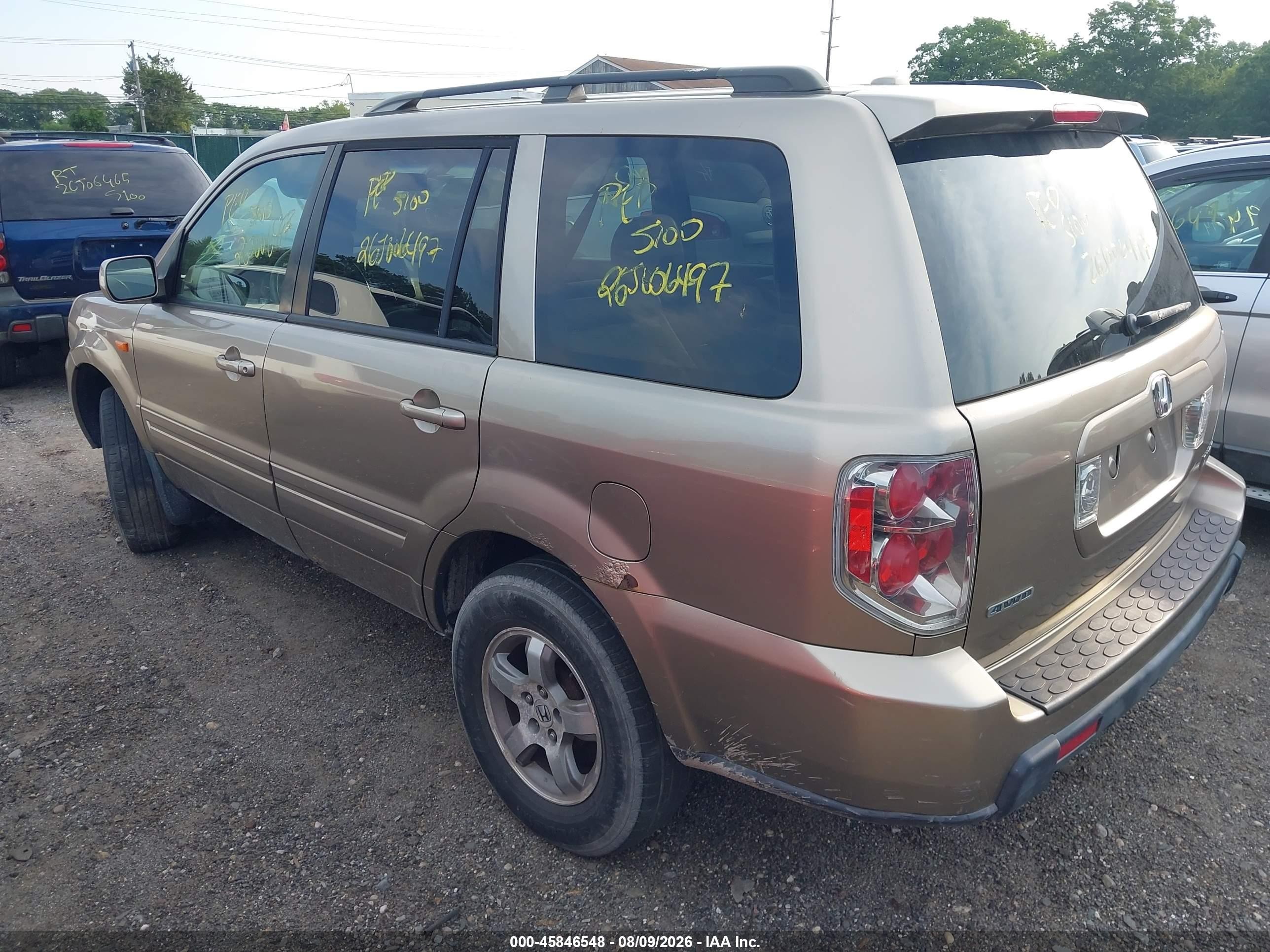 2006 Honda Pilot Ex-l Tan vin: 2HKYF18646H540088