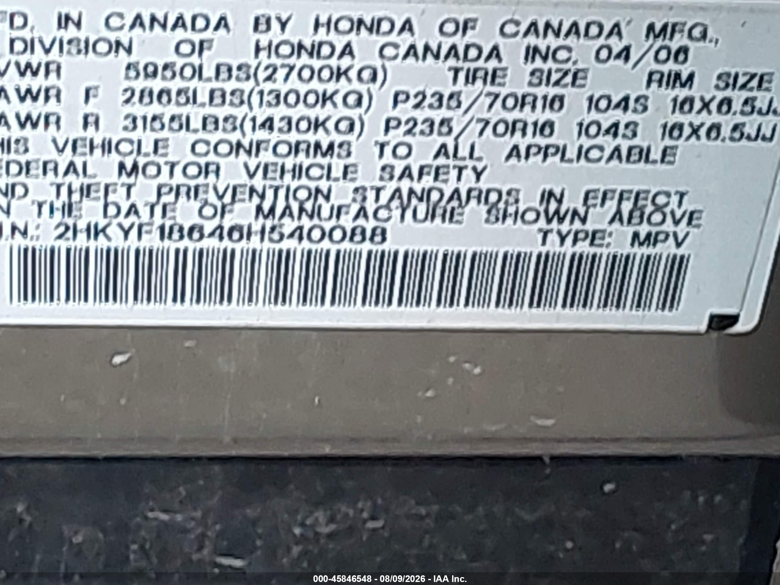 2006 Honda Pilot Ex-l Tan vin: 2HKYF18646H540088