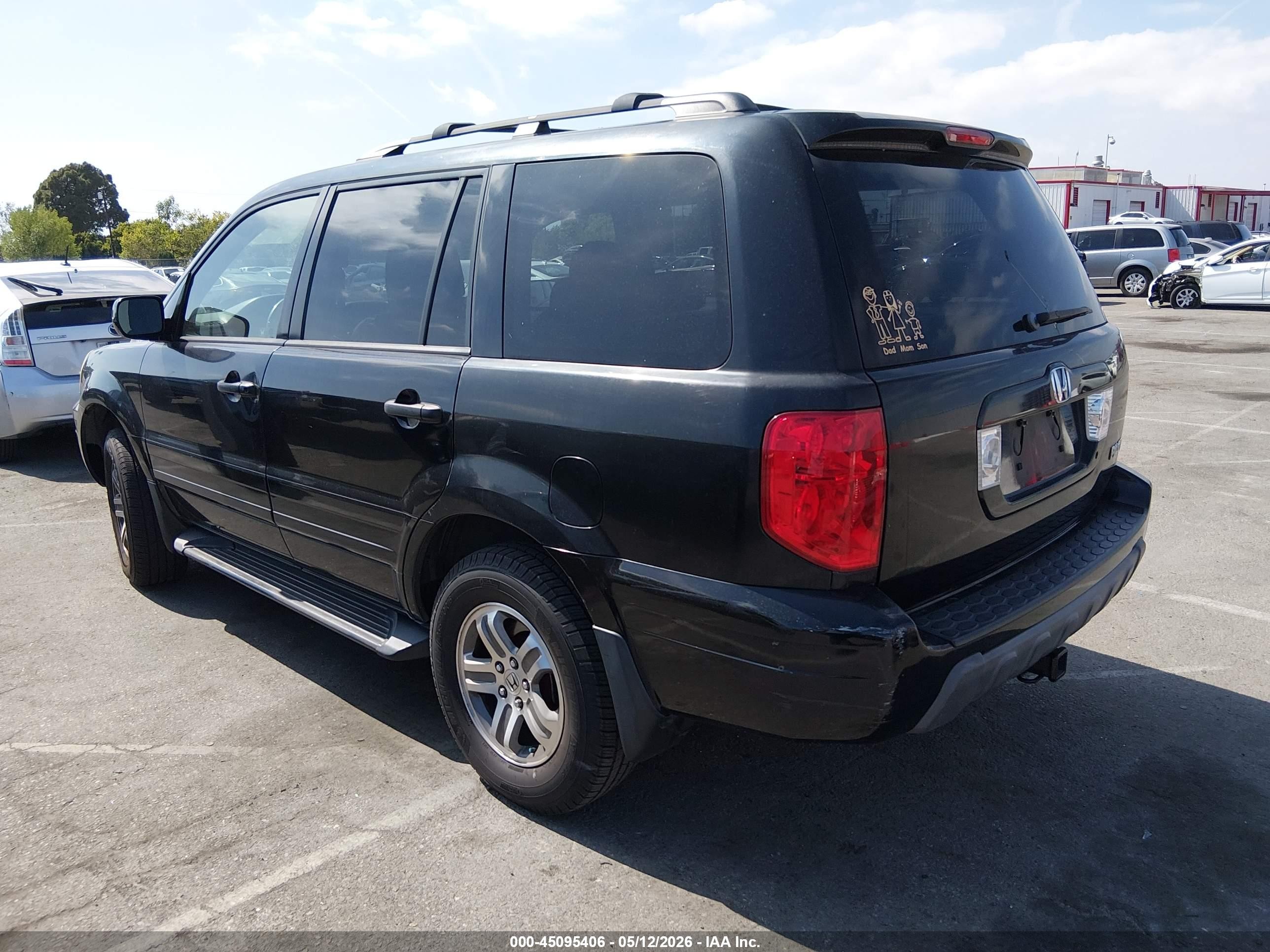 2003 Honda Pilot Ex-l Black vin: 2HKYF18653H543478