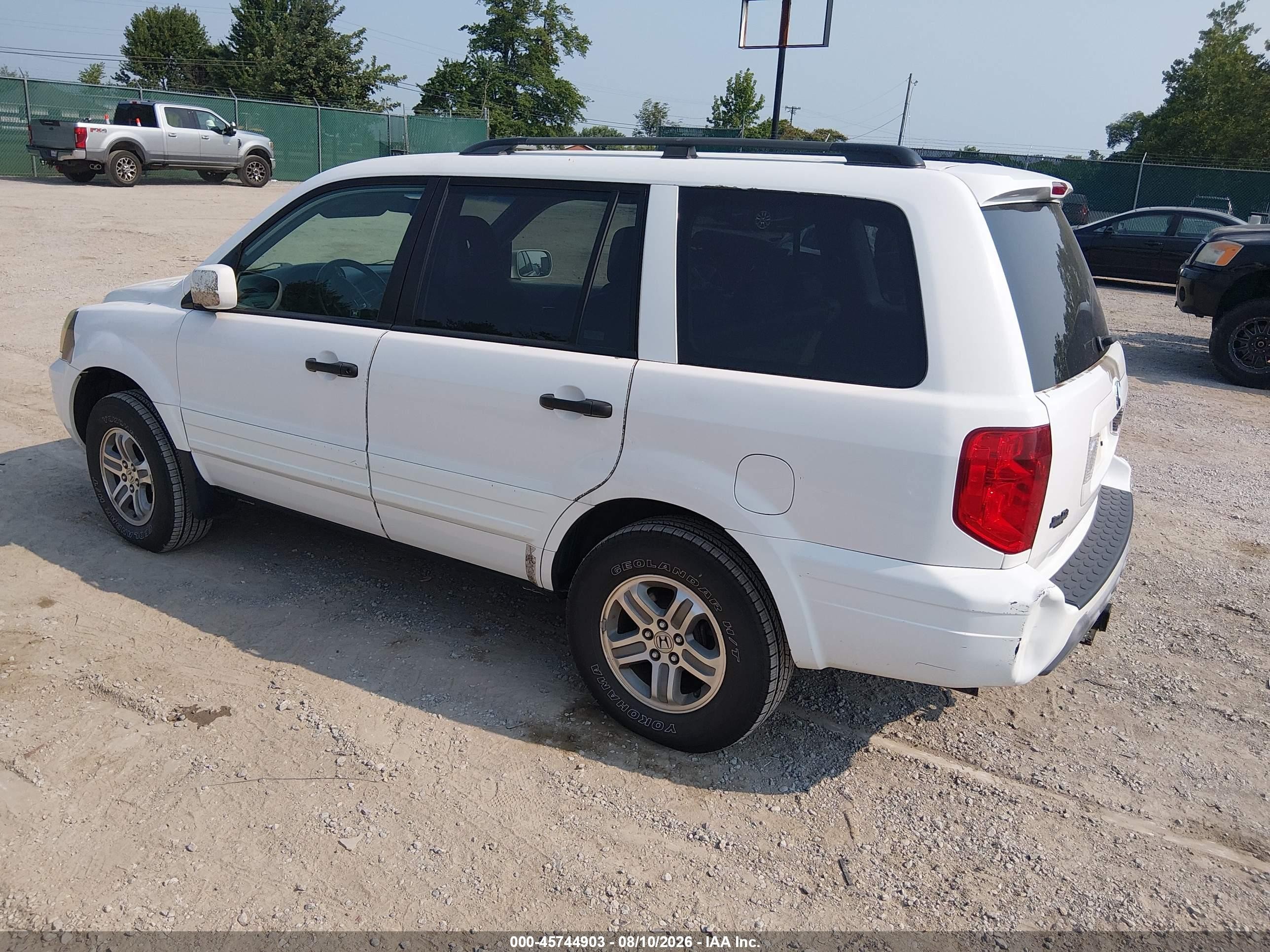 2005 Honda Pilot Ex-l White vin: 2HKYF18655H516560