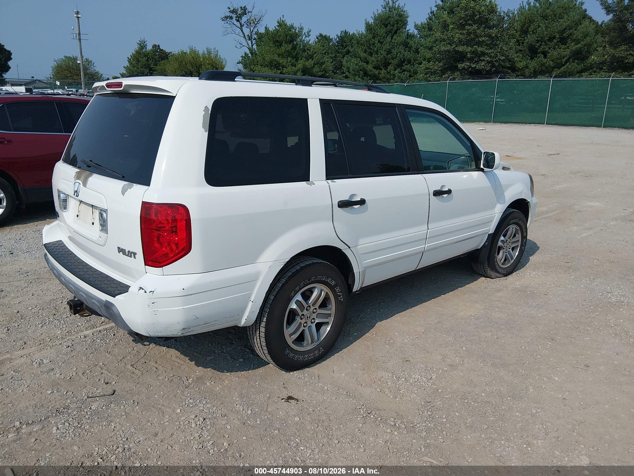2005 Honda Pilot Ex-l White vin: 2HKYF18655H516560