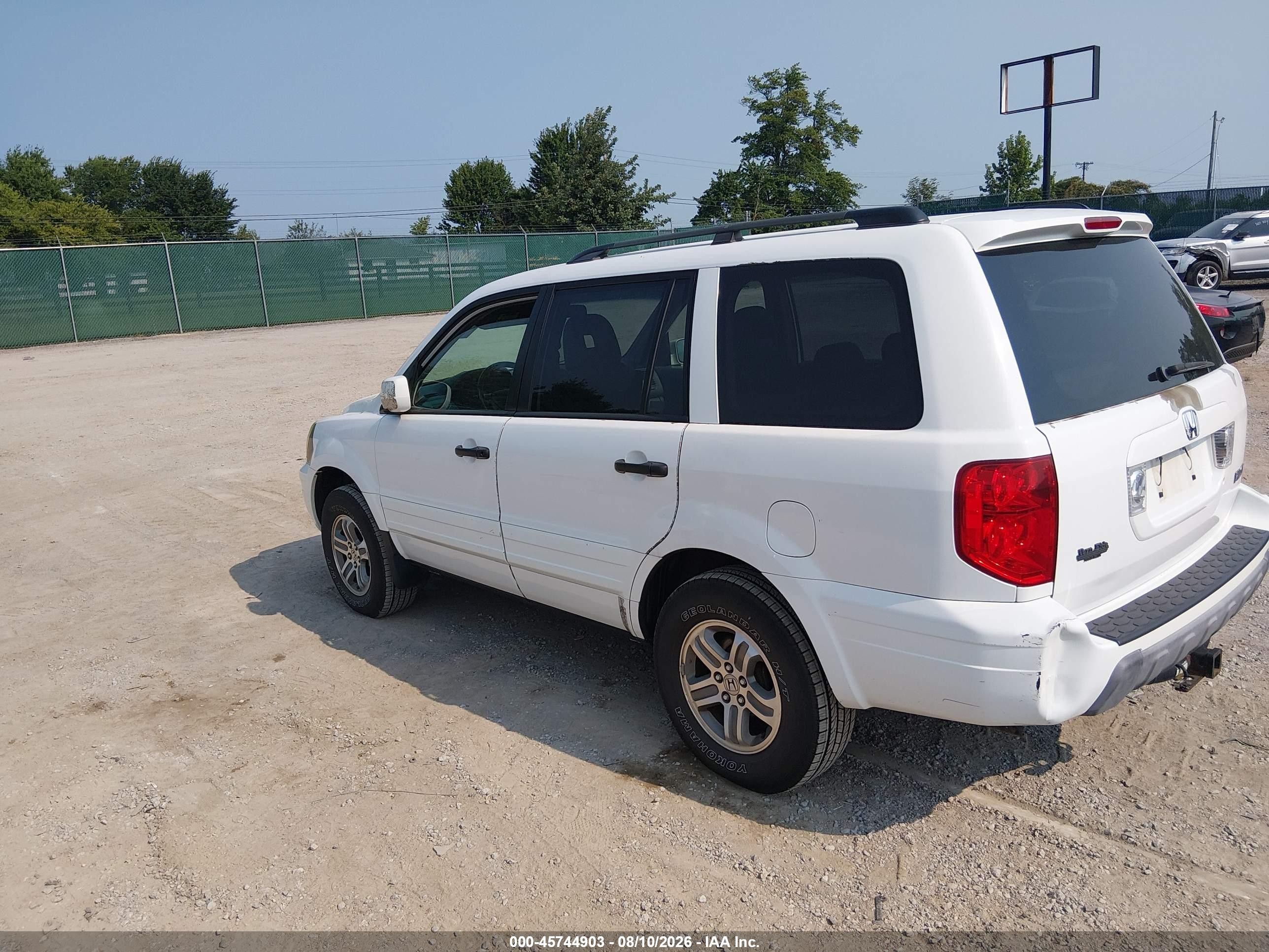 2005 Honda Pilot Ex-l White vin: 2HKYF18655H516560