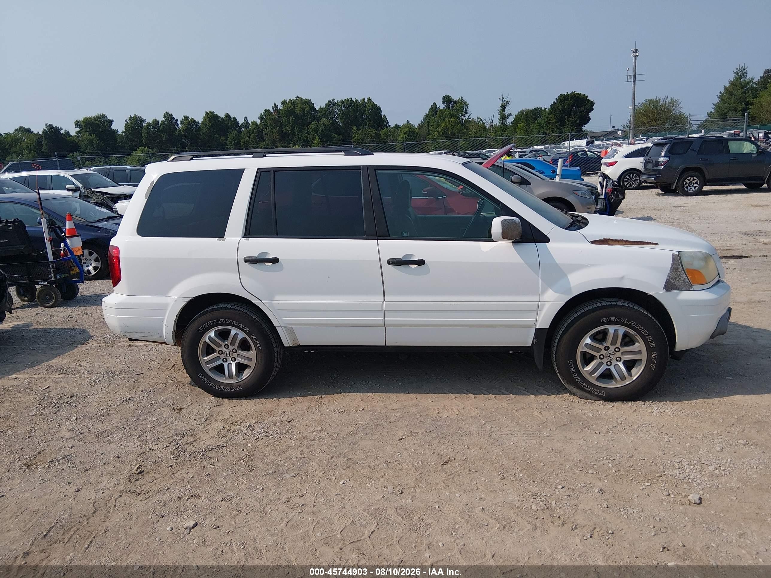 2005 Honda Pilot Ex-l White vin: 2HKYF18655H516560