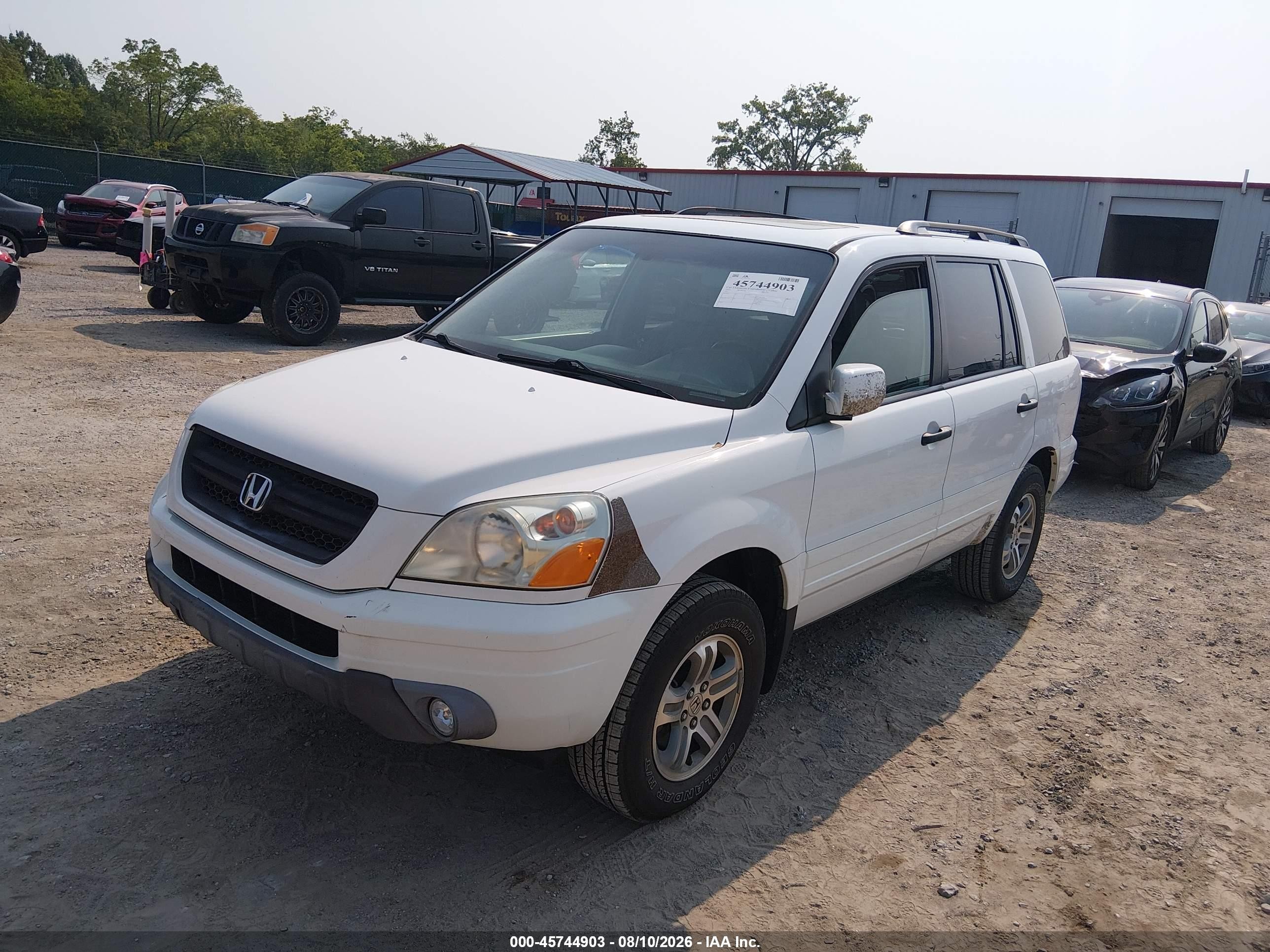 2005 Honda Pilot Ex-l White vin: 2HKYF18655H516560