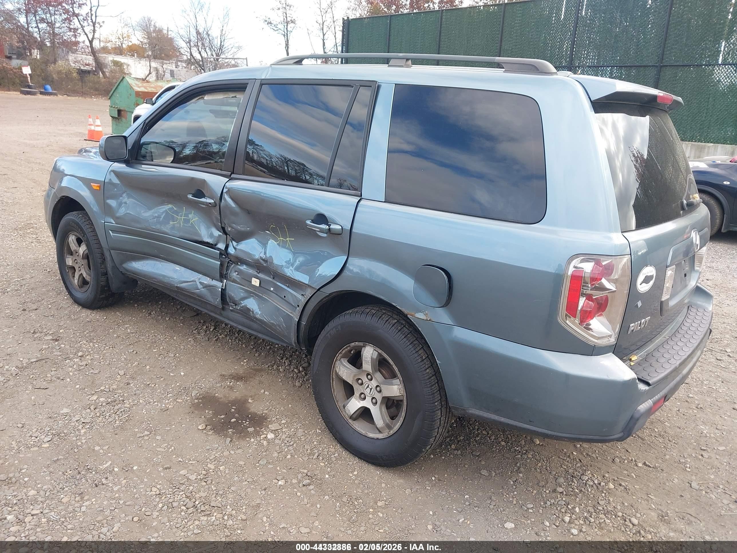 2007 Honda Pilot Ex-l Blue vin: 2HKYF18657H519624