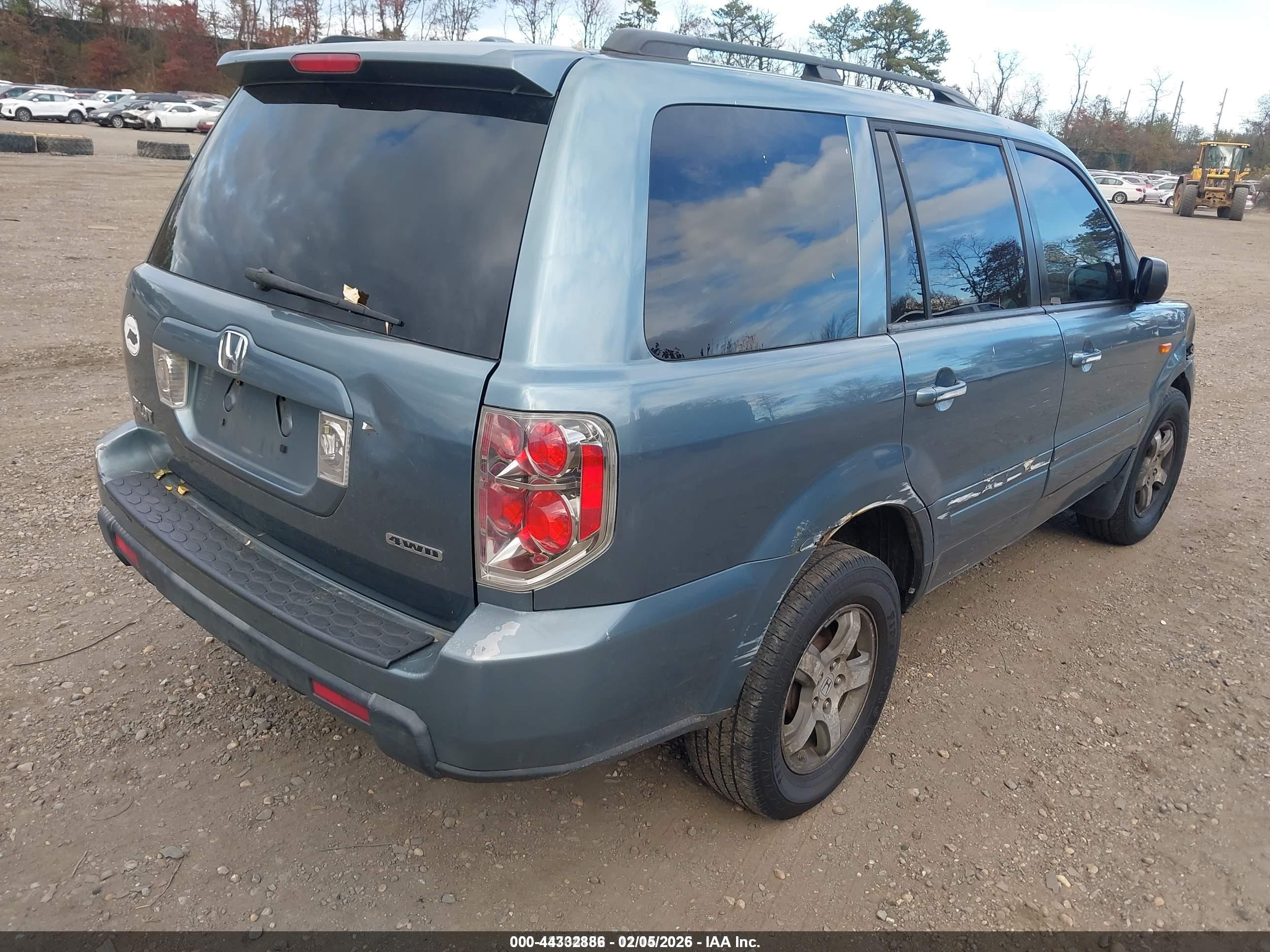 2007 Honda Pilot Ex-l Blue vin: 2HKYF18657H519624