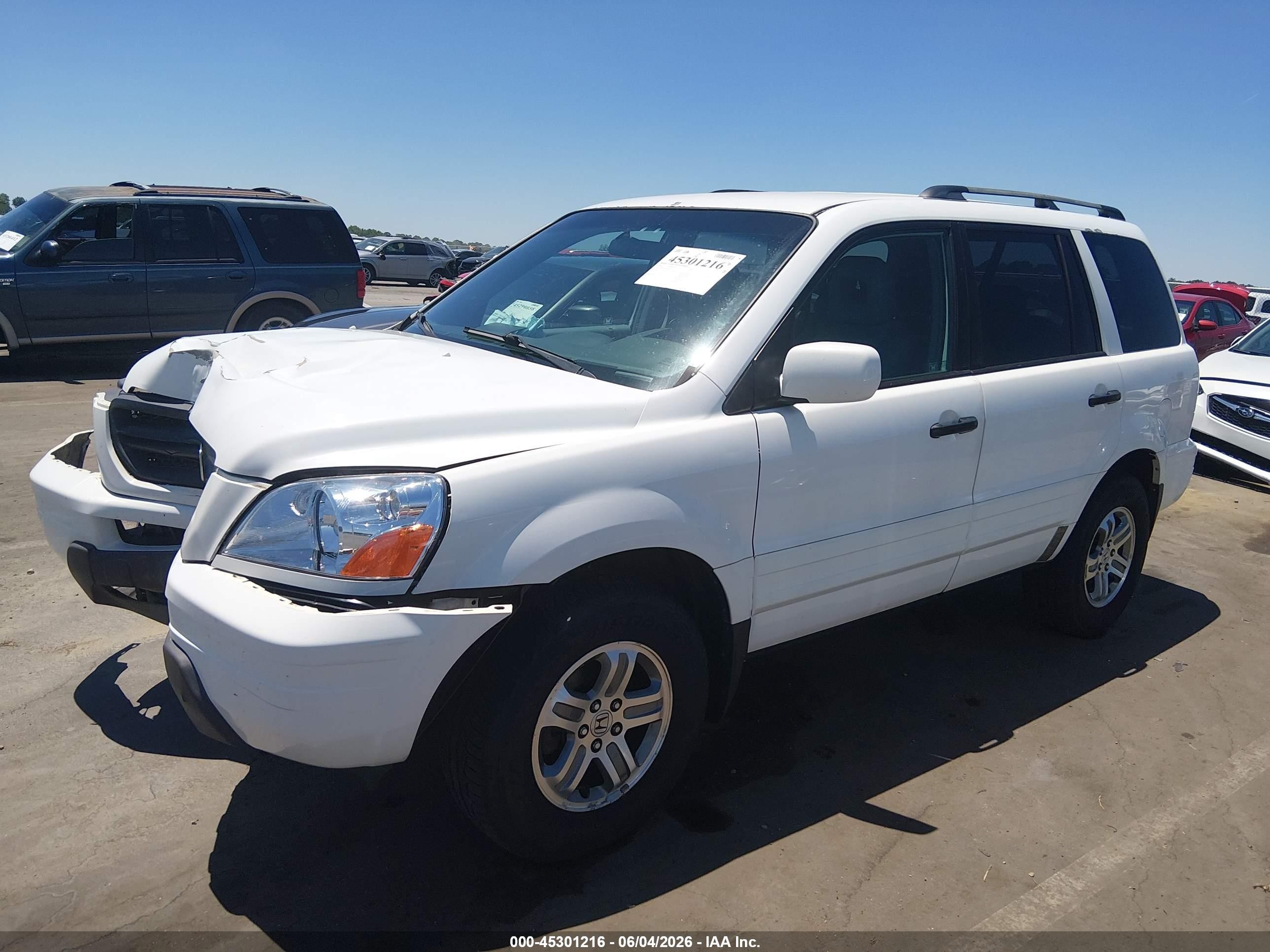 2003 Honda Pilot Ex-l White vin: 2HKYF18673H512264
