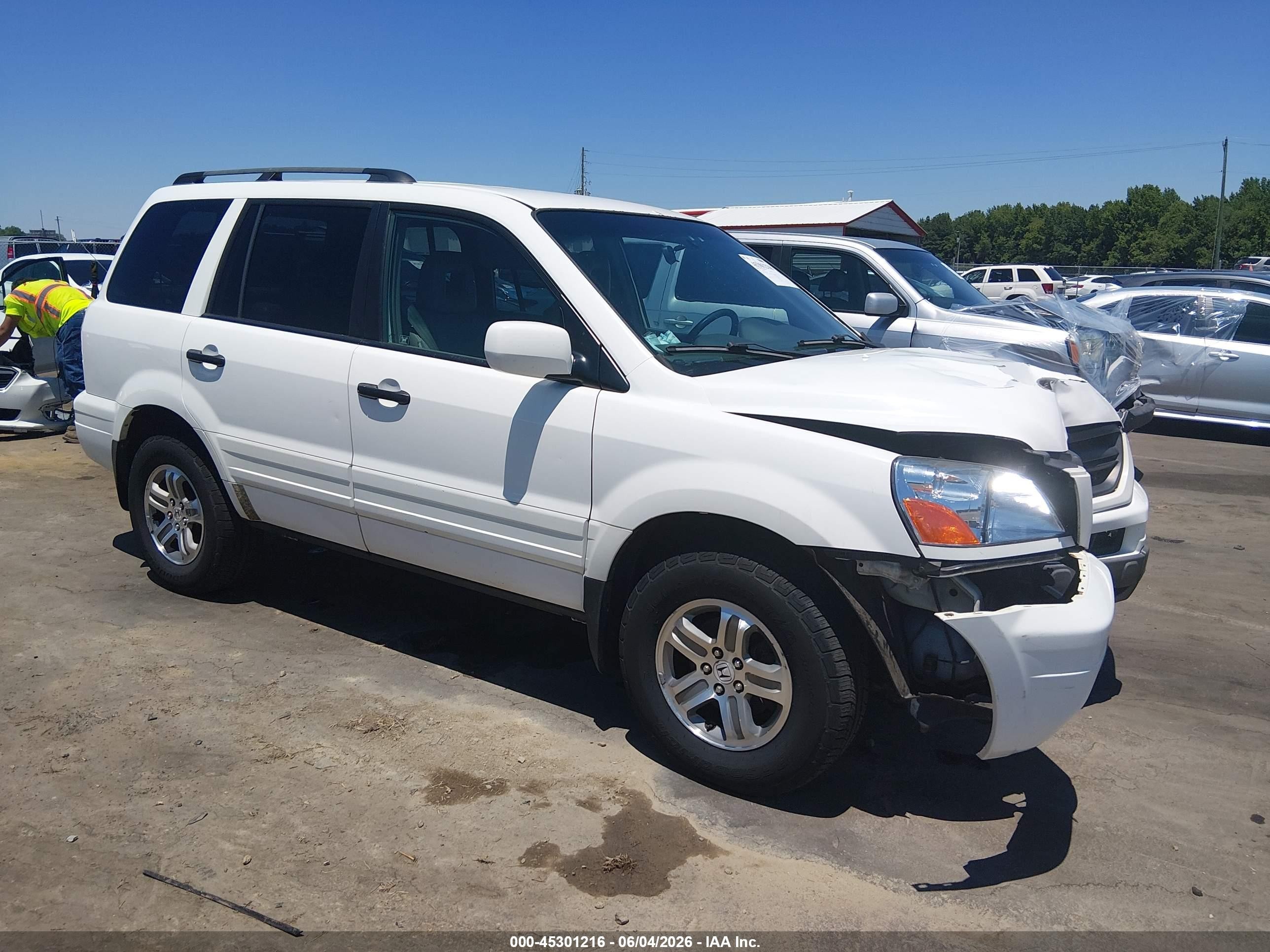 2003 Honda Pilot Ex-l White vin: 2HKYF18673H512264