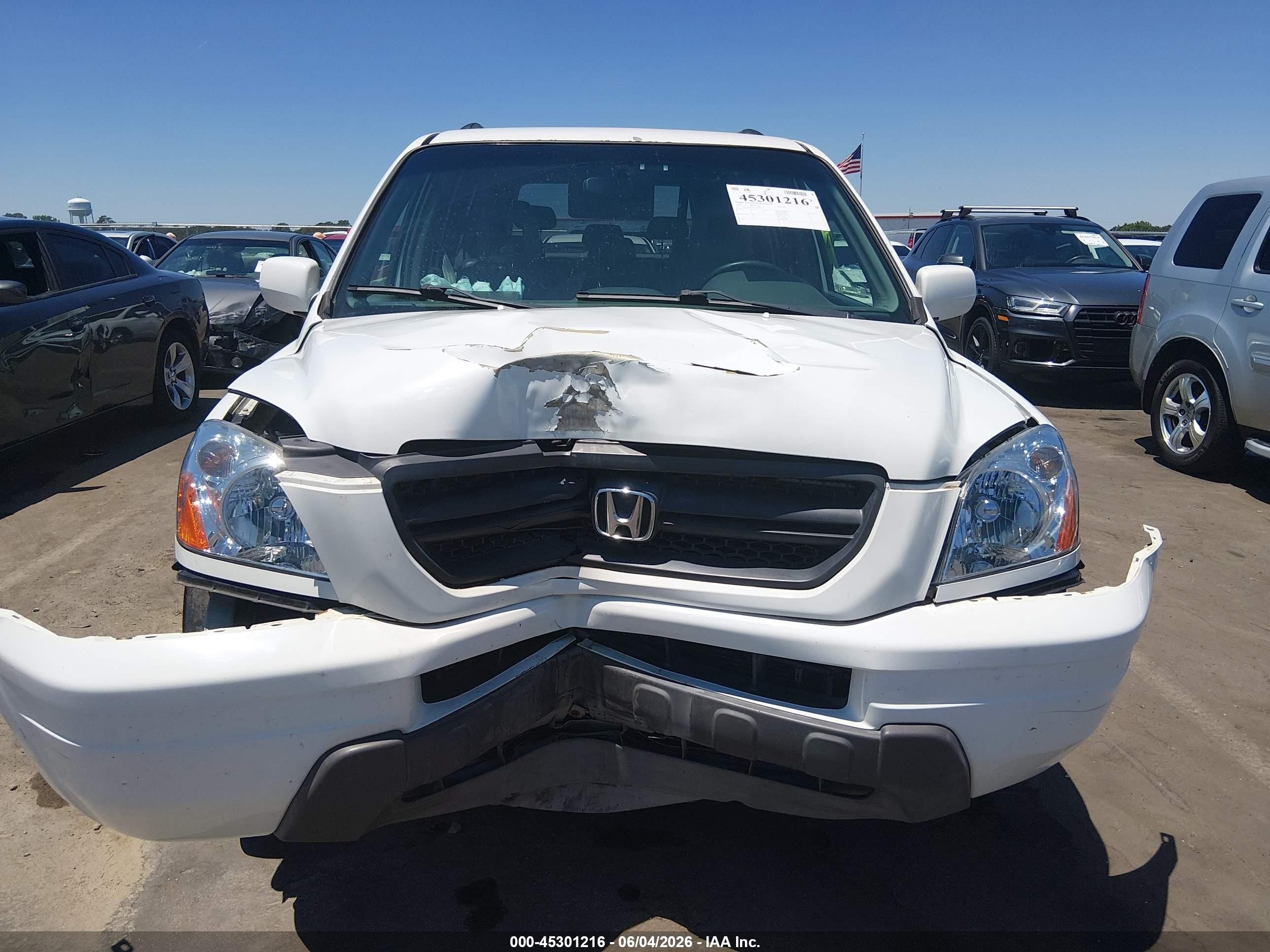 2003 Honda Pilot Ex-l White vin: 2HKYF18673H512264