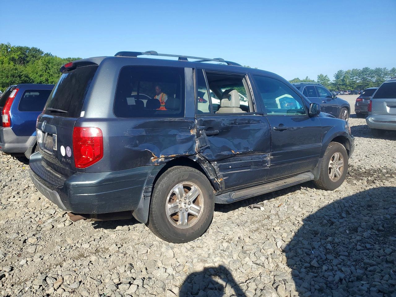 2003 Honda Pilot Exl Gray vin: 2HKYF18673H610596