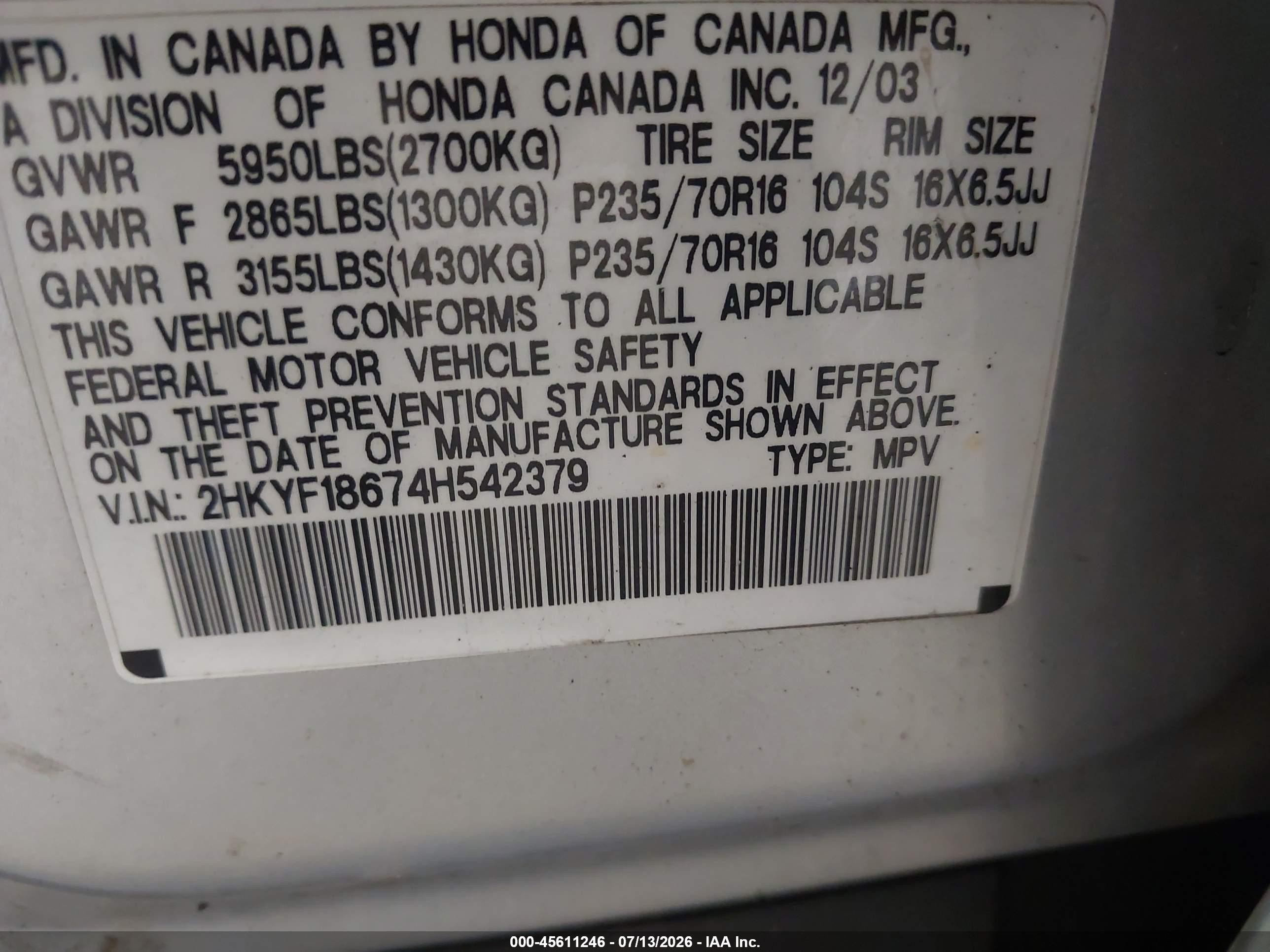 2004 Honda Pilot Ex-l Silver vin: 2HKYF186748542379