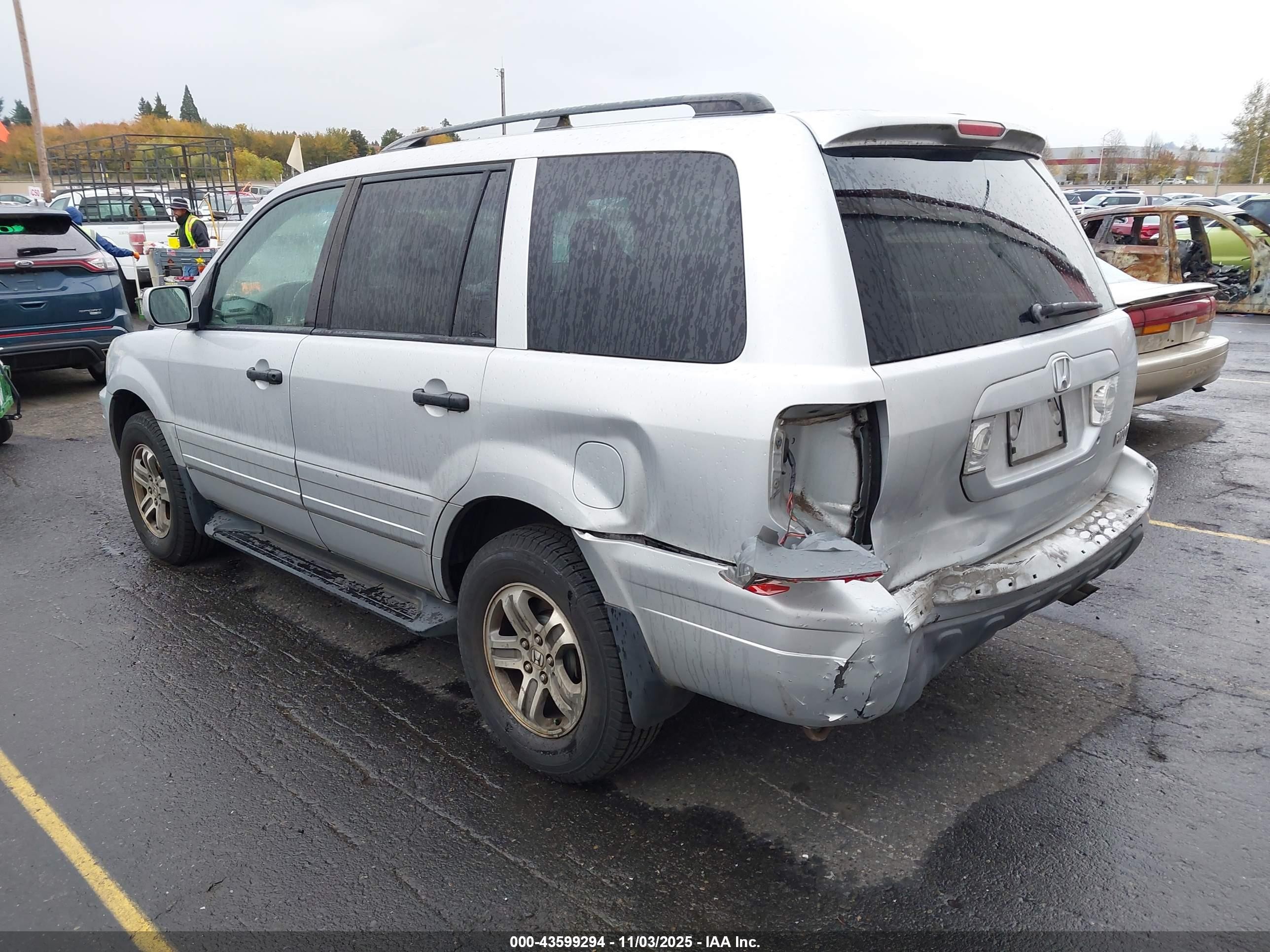 2004 Honda Pilot Ex-l Silver vin: 2HKYF18674H564799