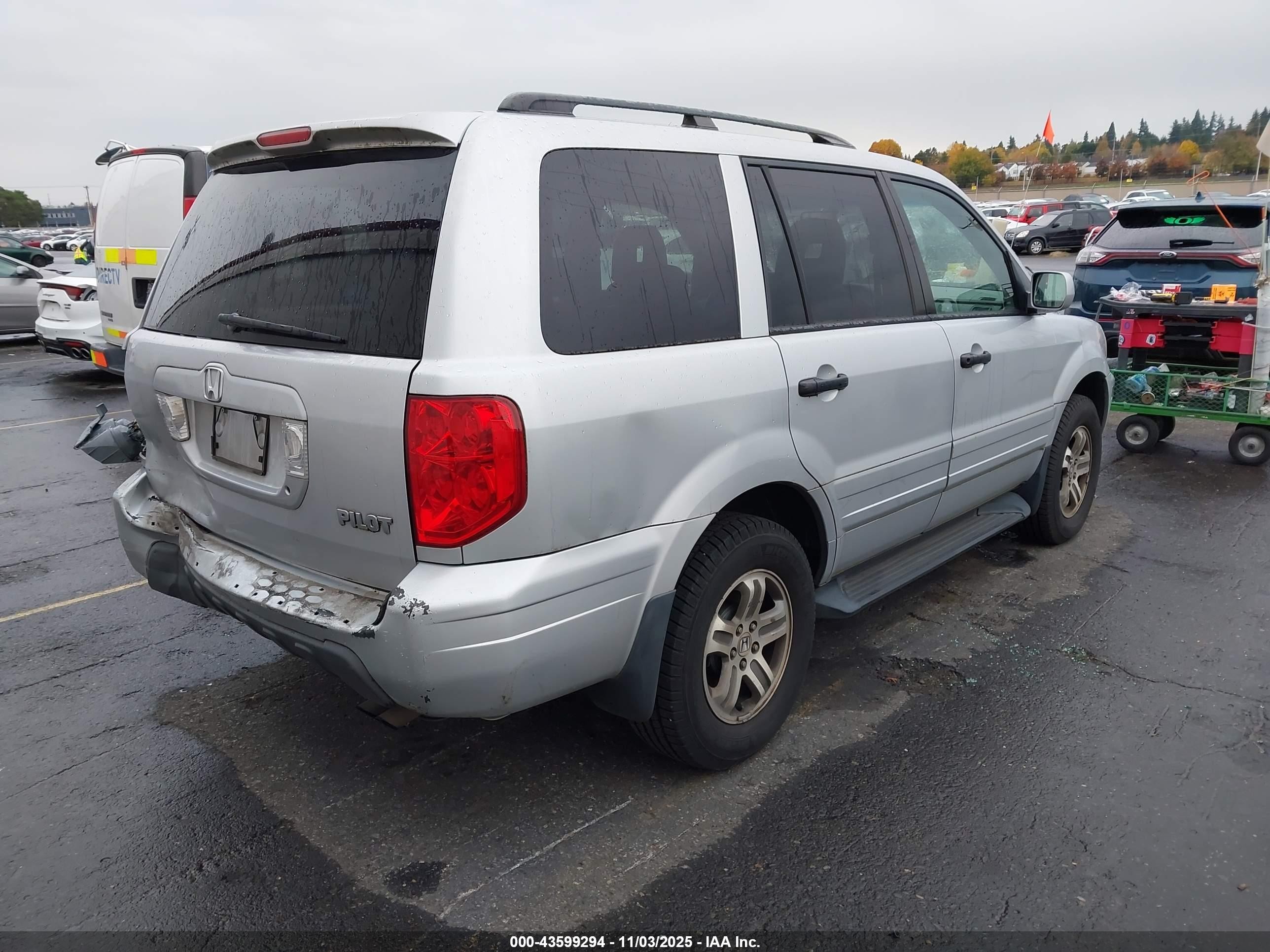 2004 Honda Pilot Ex-l Silver vin: 2HKYF18674H564799