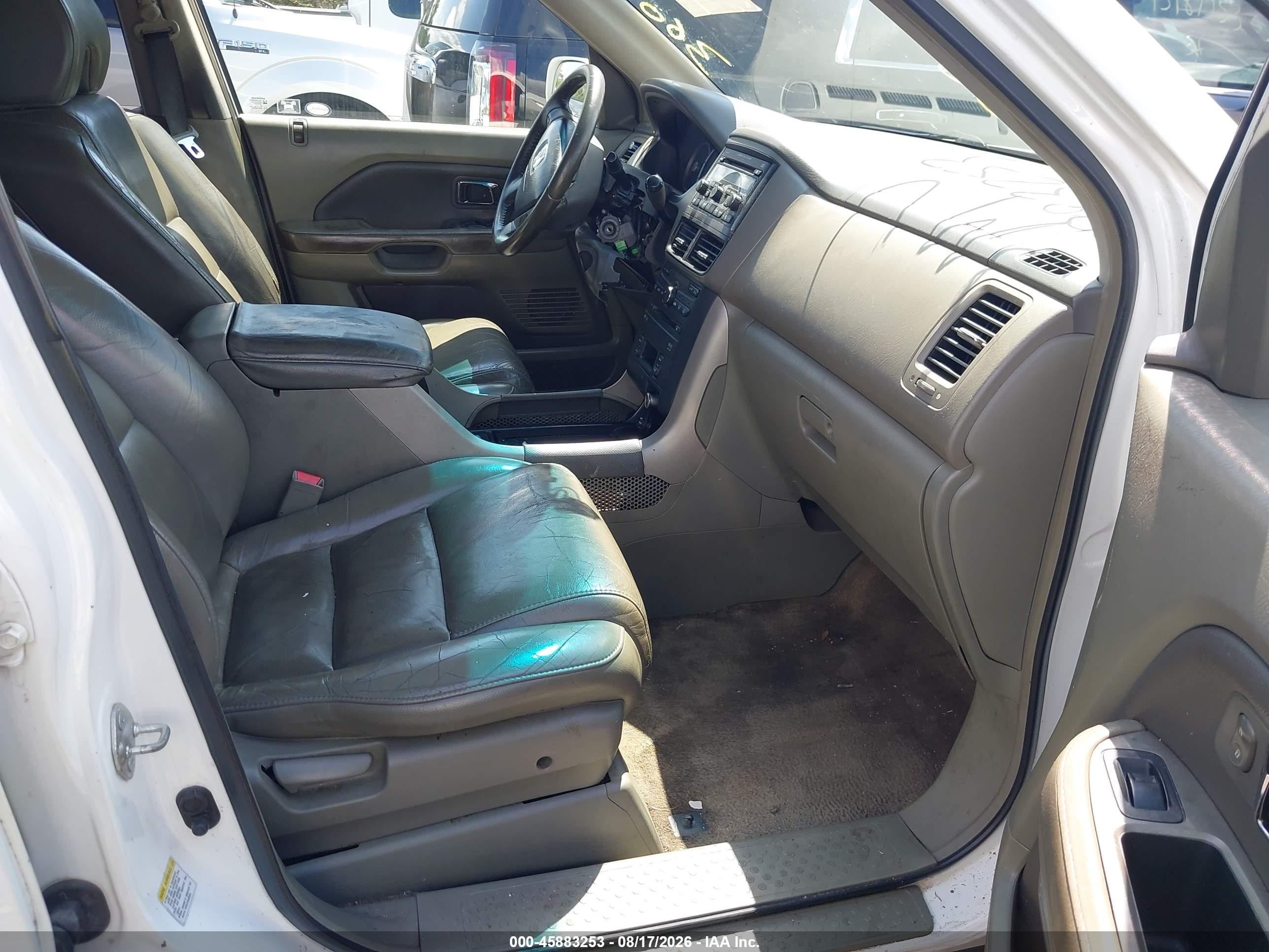 2006 Honda Pilot Ex-l White vin: 2HKYF18676H537881