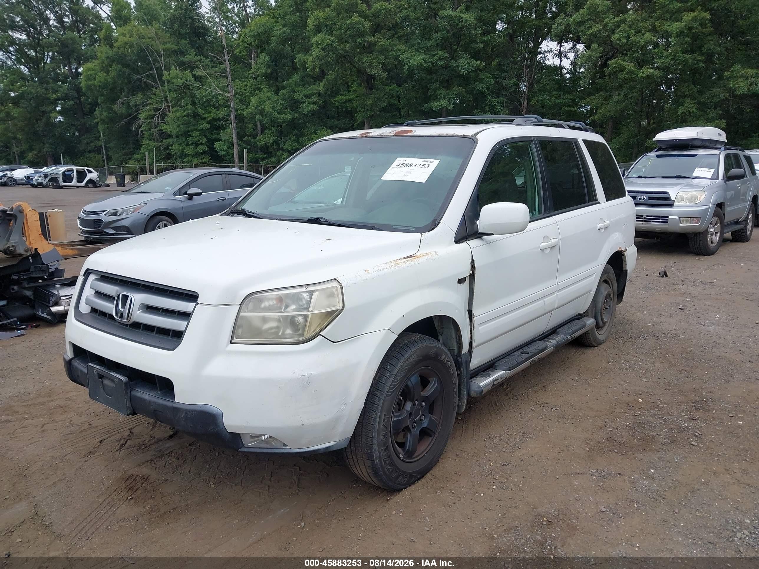 2006 Honda Pilot Ex-l White vin: 2HKYF18676H537881