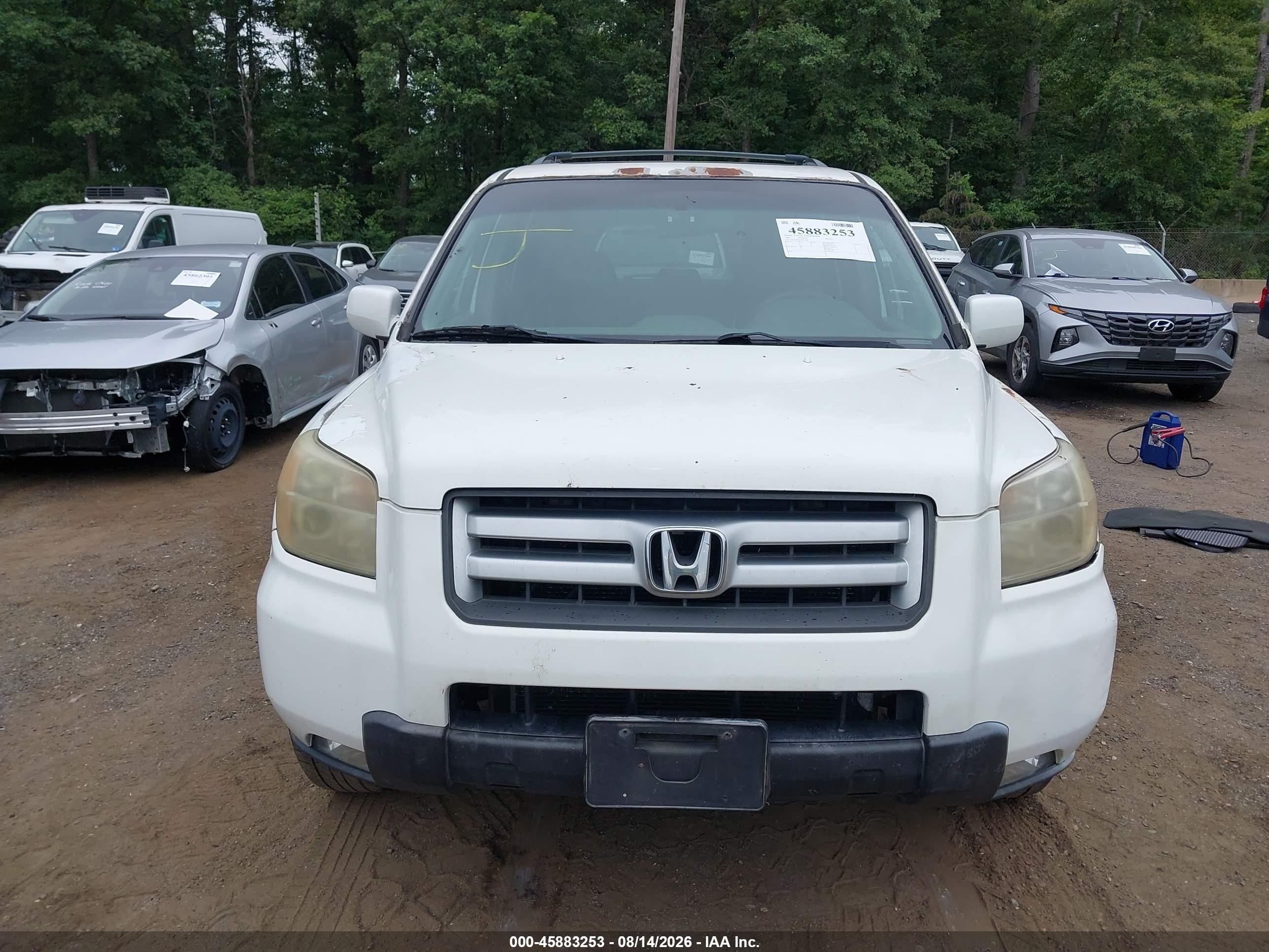 2006 Honda Pilot Ex-l White vin: 2HKYF18676H537881