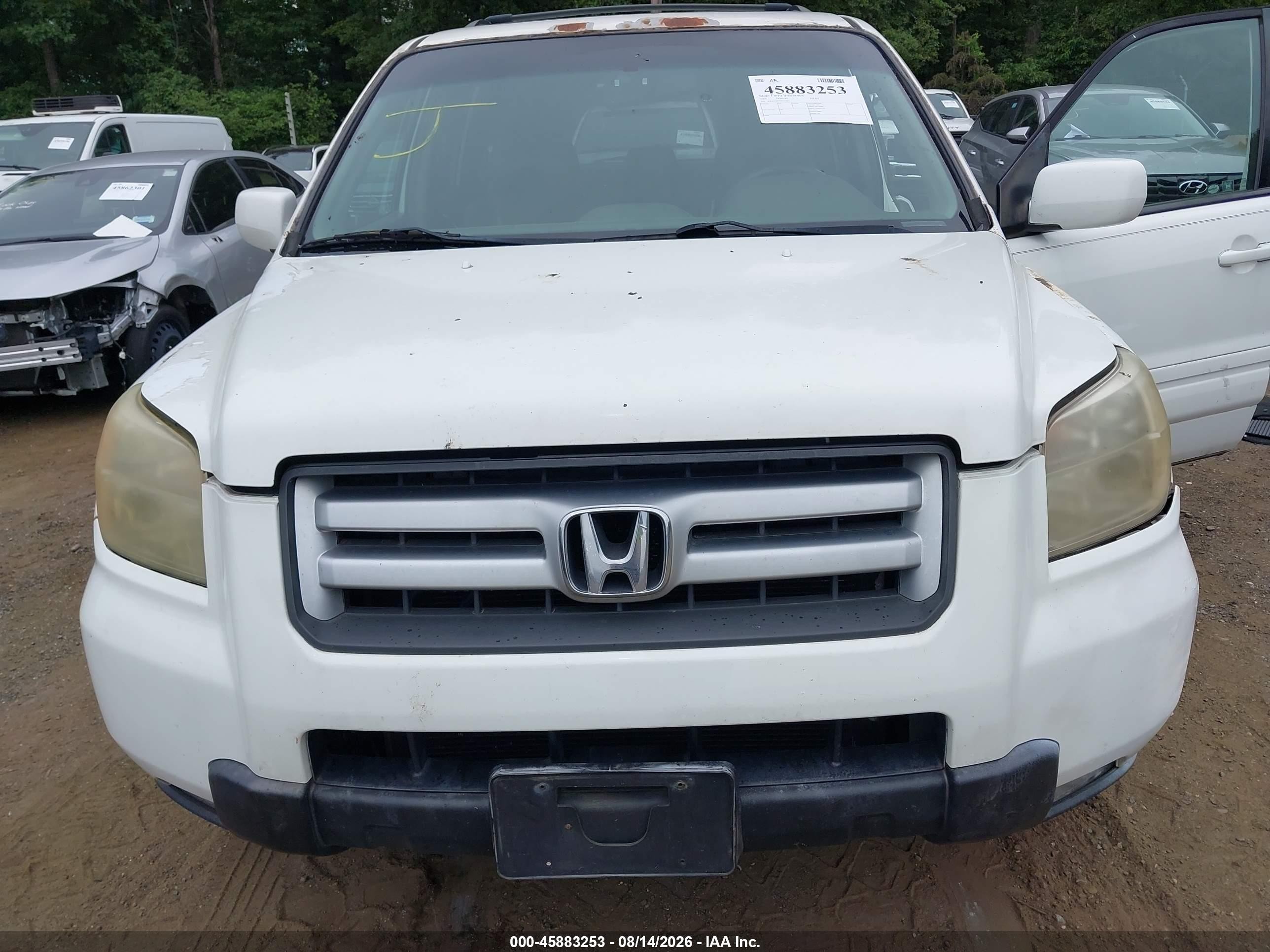 2006 Honda Pilot Ex-l White vin: 2HKYF18676H537881