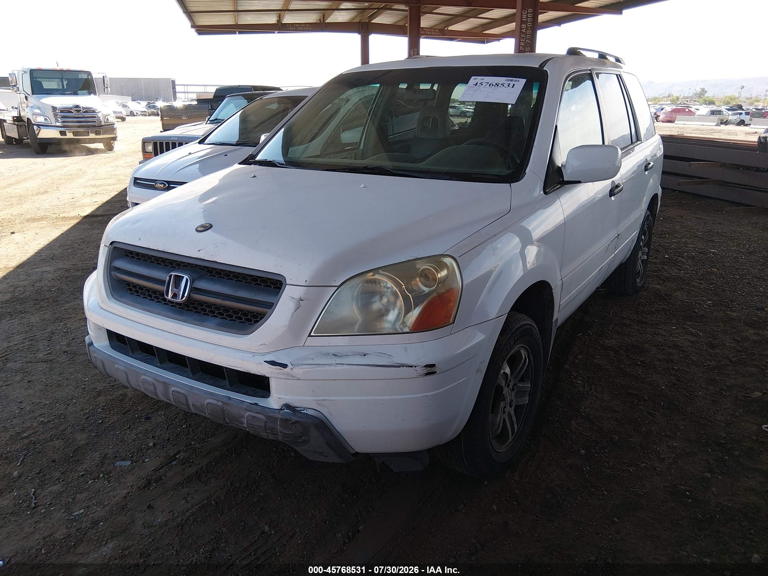 2004 Honda Pilot Ex-l White vin: 2HKYF18684H506362