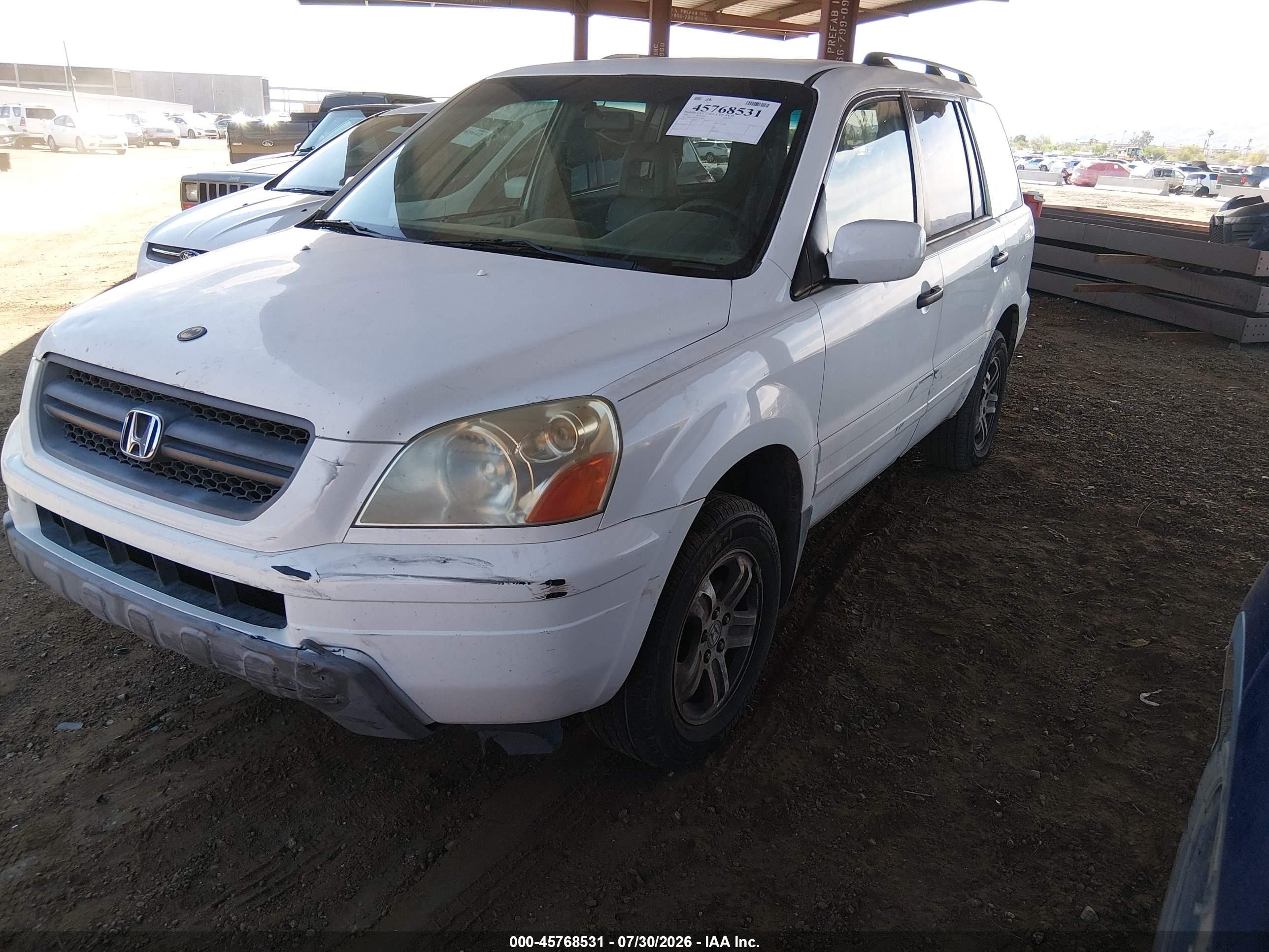 2004 Honda Pilot Ex-l White vin: 2HKYF18684H506362